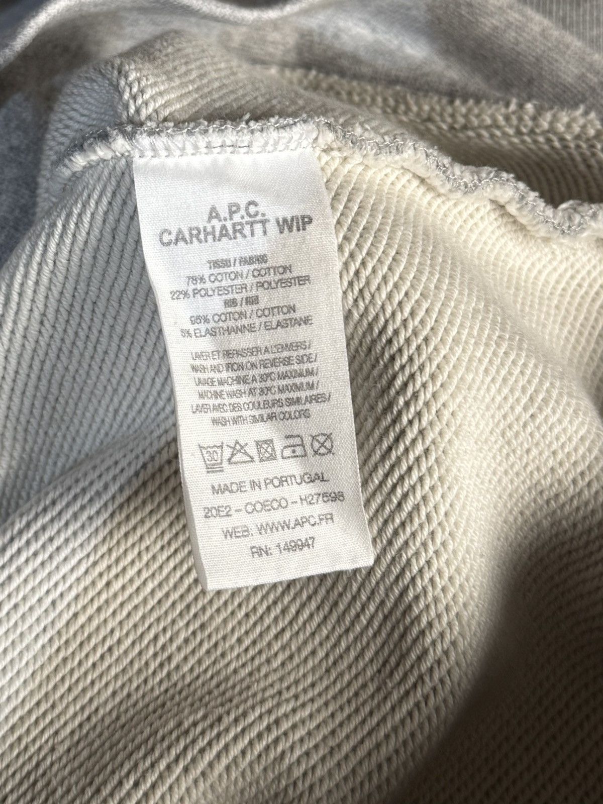 A.P.C. CARHARTT WIP X APC PARIS HOODIE GRAY XL RARE PORTUGAL Size US XL / EU 56 / 4 - 5 Thumbnail
