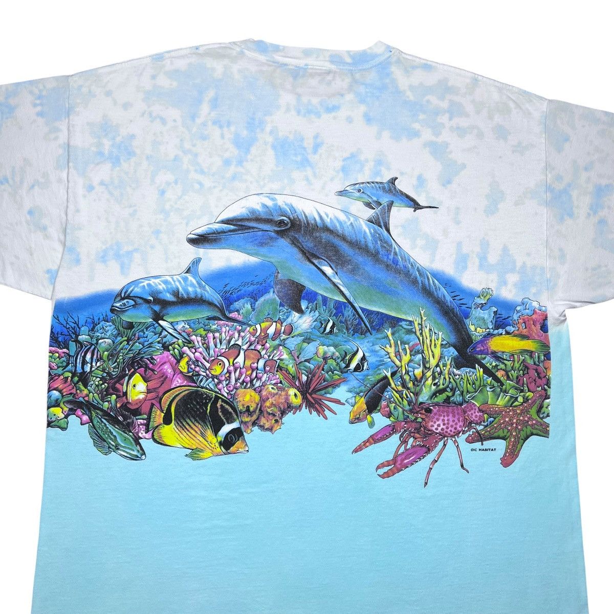 Habitat 1990s Dolphin Reef Habitat Nature Wrap Around Tie Dye Tee Size US XXL / EU 58 / 5 - 10 Thumbnail