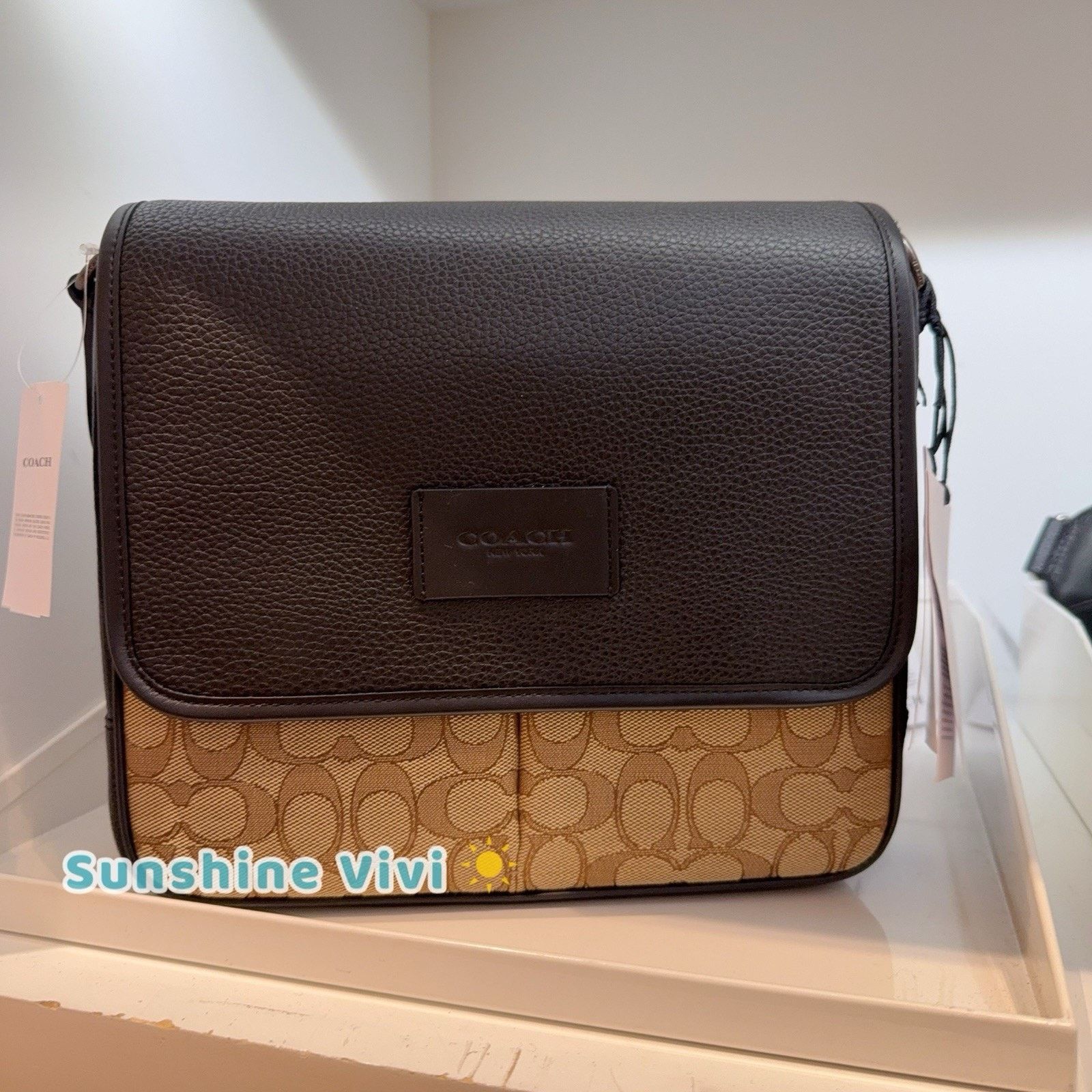 Coach NWT COACH Sprint Map Bag 25 Signature CE534 Tan/Black Size ONE SIZE - 1 Thumbnail