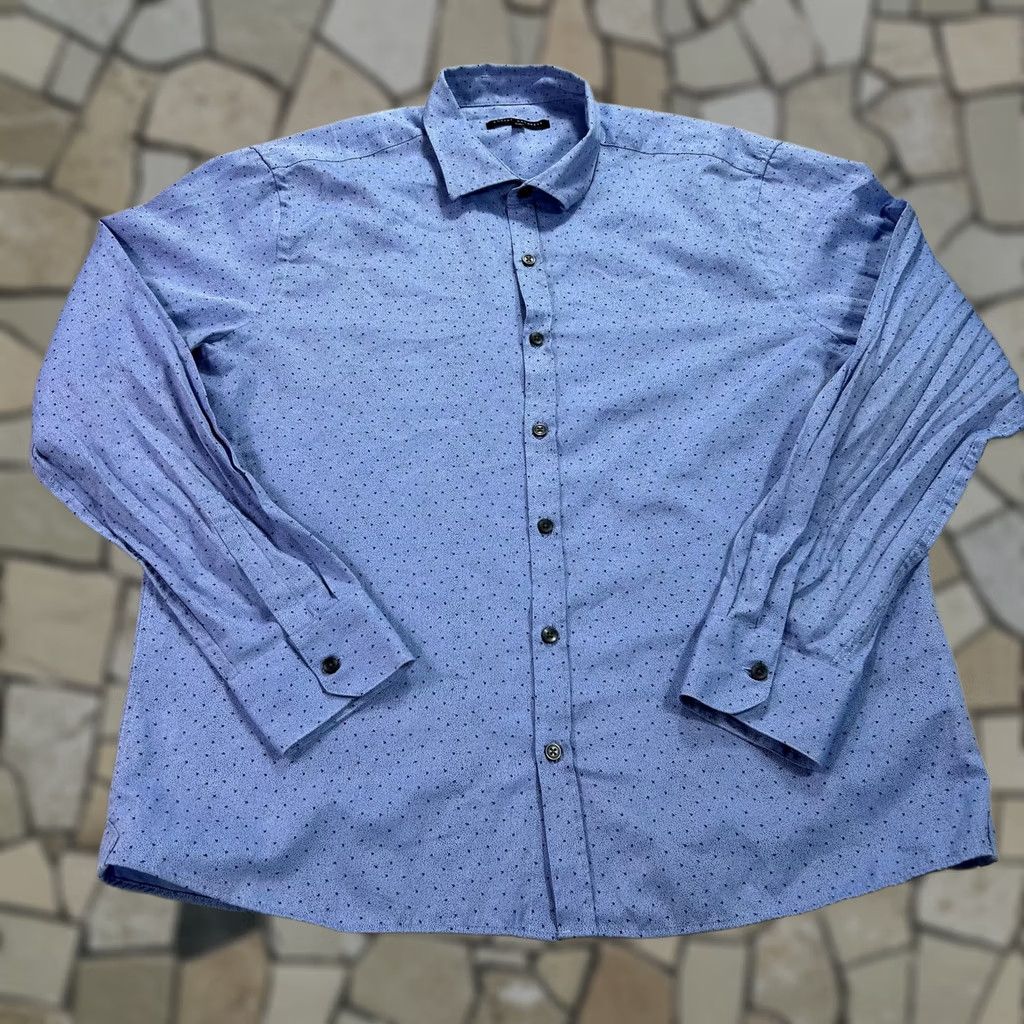 Vintage Robert Barakett Shirt Mens XL Blue Herringbone Twill Long Sleeve Button Up Size US XL / EU 56 / 4 - 1 Thumbnail