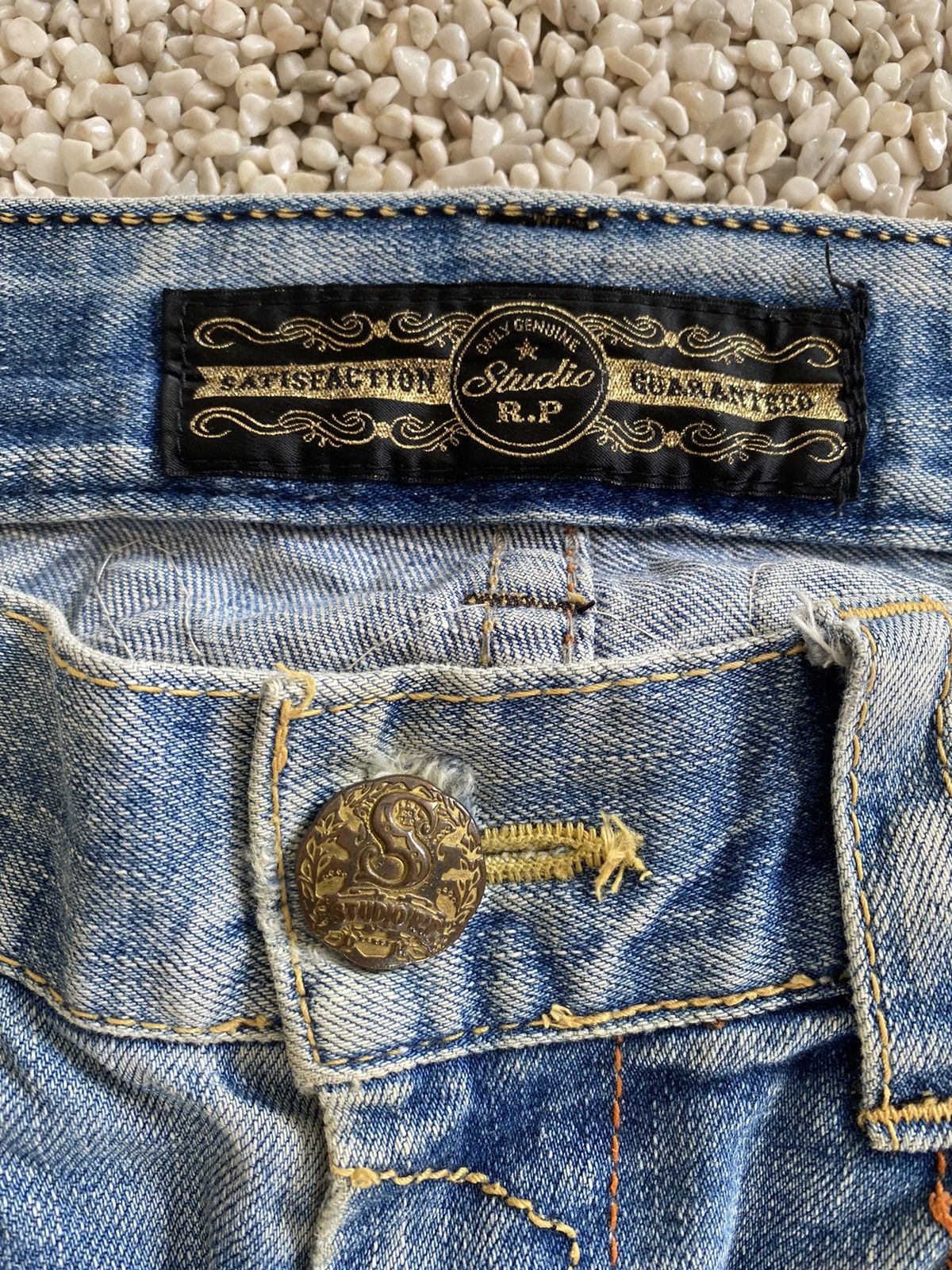 If Six Was Nine 🔥FLARED JEANS STUDIO R.P DENIM DISTRESSED JEANS AVANT GARDE Size US 33 - 11 Thumbnail