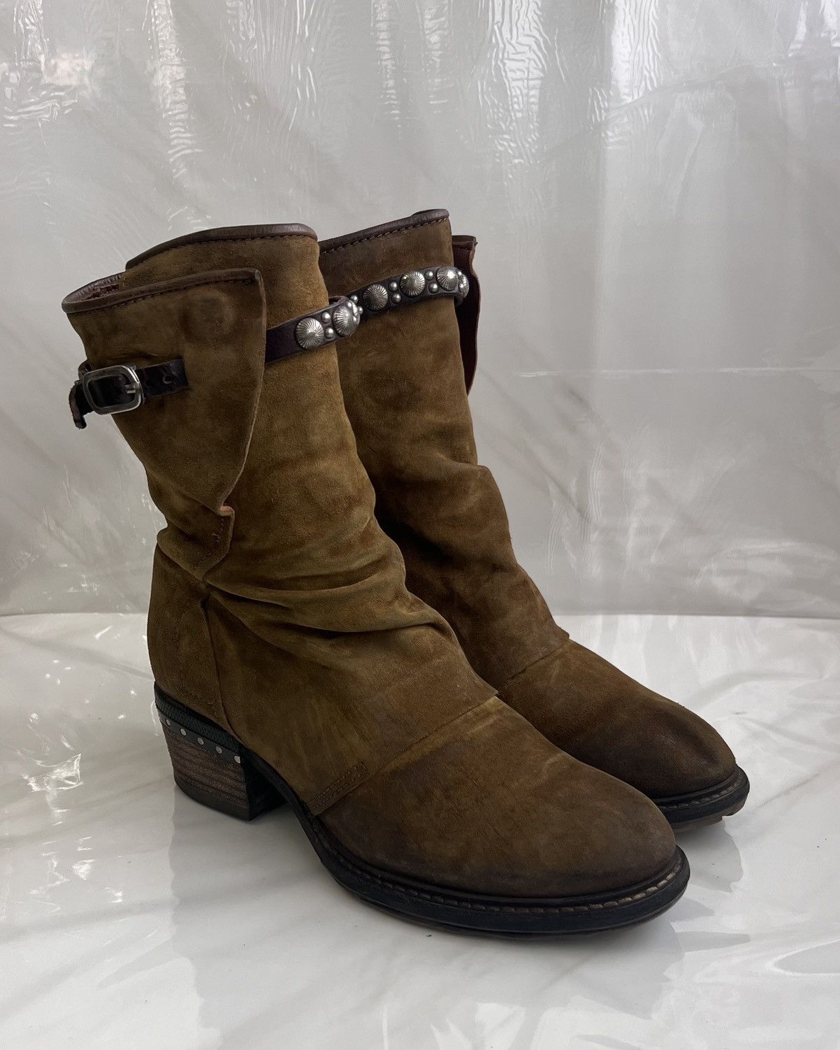 A.S.98 As 98 Airstep Zipper Boho Biker Green distressed boot Size US 8 / IT 38 - 1 Thumbnail