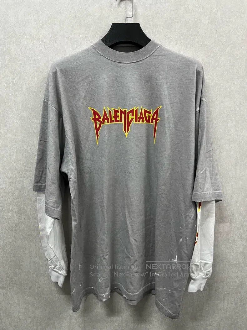 Balenciaga Balenciaga Rock Band Splashed Aged Fake Two-piece Long Sle Size US M / EU 48-50 / 2 - 1 Thumbnail