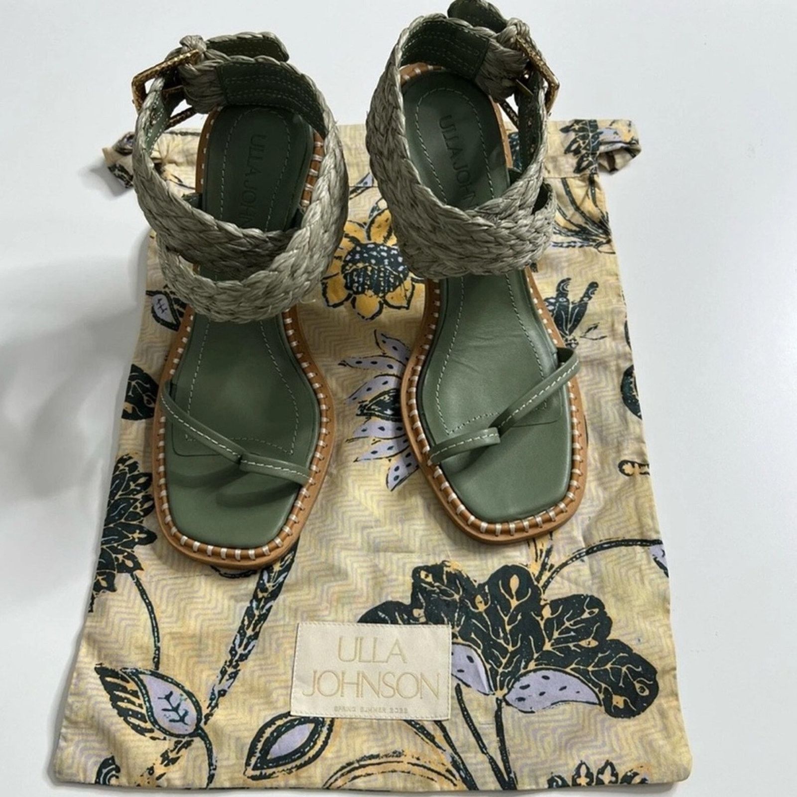 Ulla Johnson NWB Ulla Johnson $525 Lydia Raffia Heel Green Size 7 (37) Size US 7 / IT 37 - 8 Thumbnail
