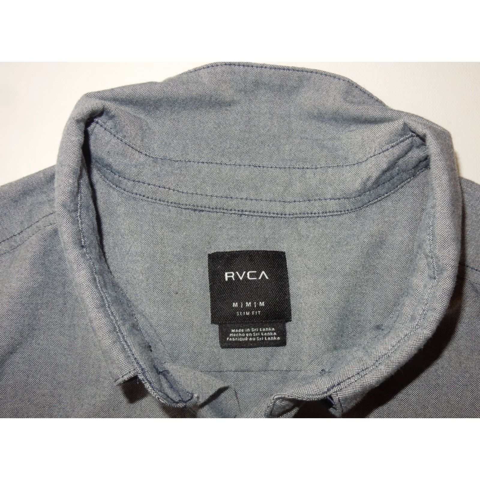 RVCA RVCA Men's Long Sleeve Button-Up Shirt Size M Blue Cotton Slim Regular Pattern Solid Size US M / EU 48-50 / 2 - 3 Thumbnail