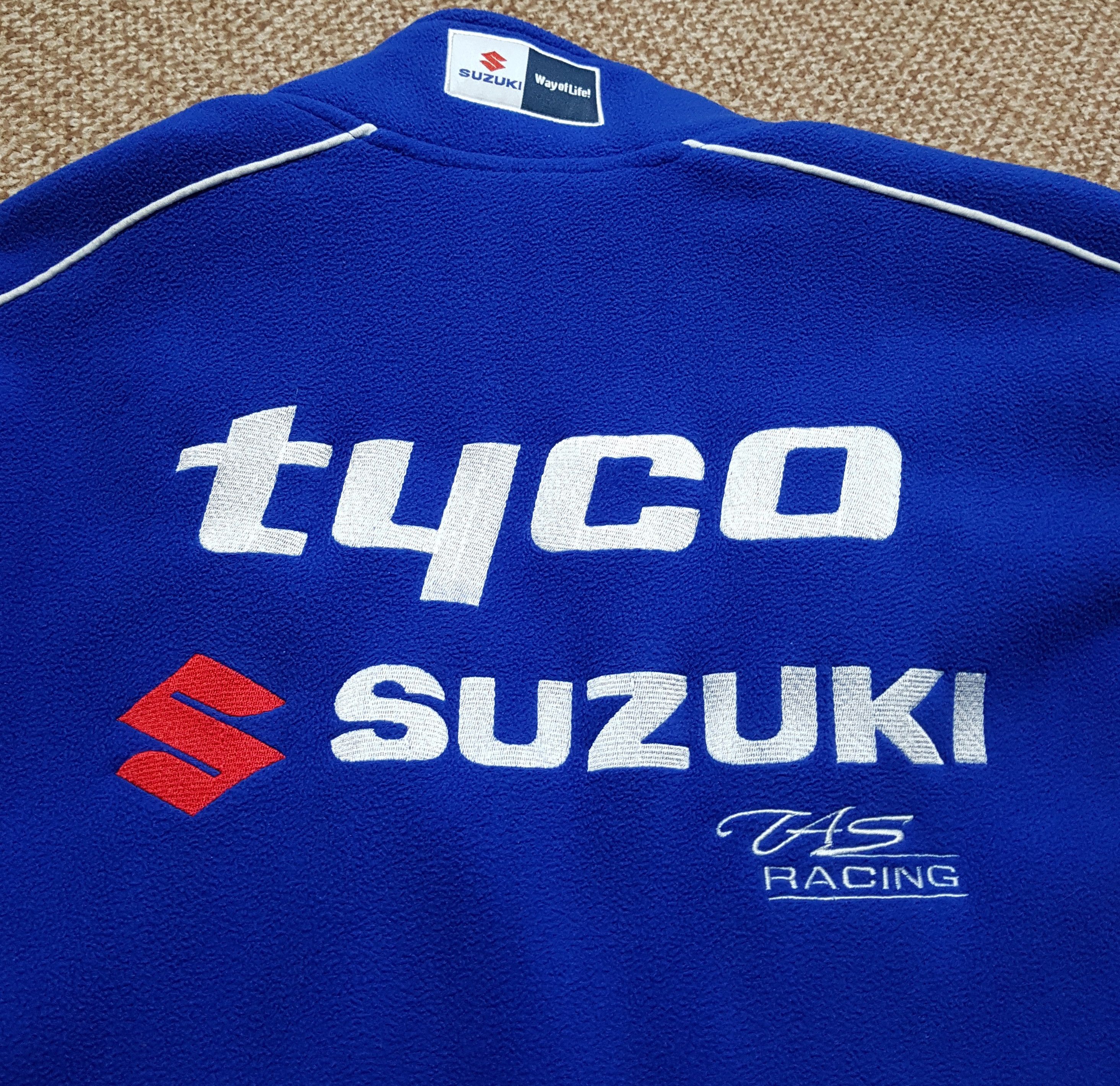 Vintage SUZUKI TYCO TEAM VINTAGE MOTO RACING FLEECE JACKET sz L Size US L / EU 52-54 / 3 - 11 Thumbnail
