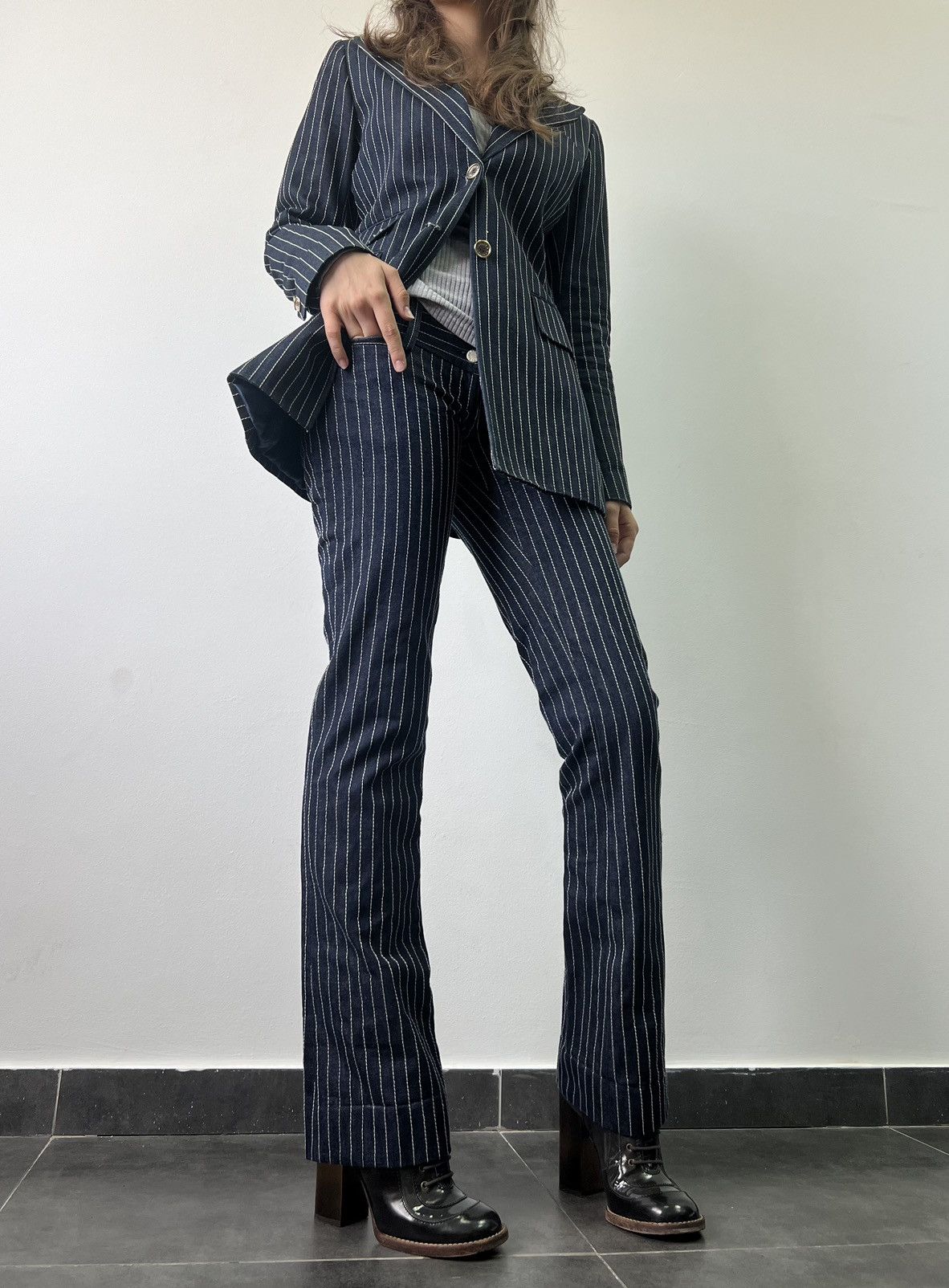 Dolce & Gabbana Dolce&Gabbana 00's heavy denim Striped Blazer and Pants Suit Size M / US 6-8 / IT 42-44 - 1 Thumbnail