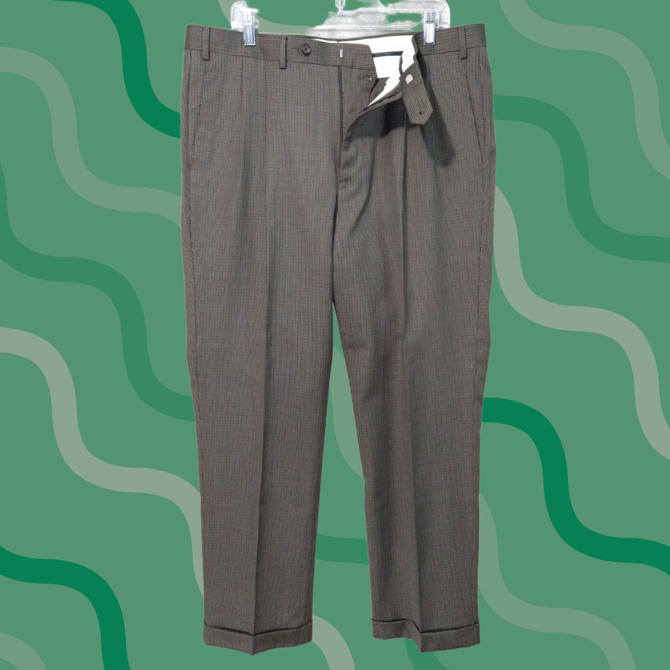 Ralph Lauren Ralph Lauren Dress Pants Mens 38x32 Brown Plaid Wool Straight Leg Pleated Size US 38 / EU 54 - 1 Thumbnail