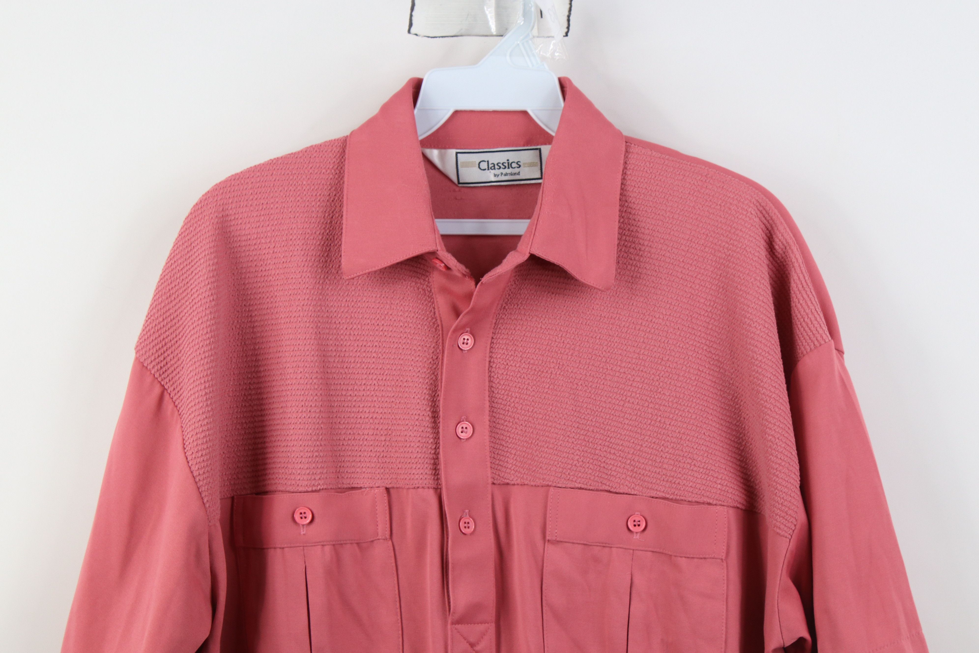 Vintage Vintage 90s Streetwear Ribbed Knit Pullover Polo Shirt Pink Size US M / EU 48-50 / 2 - 2 Thumbnail