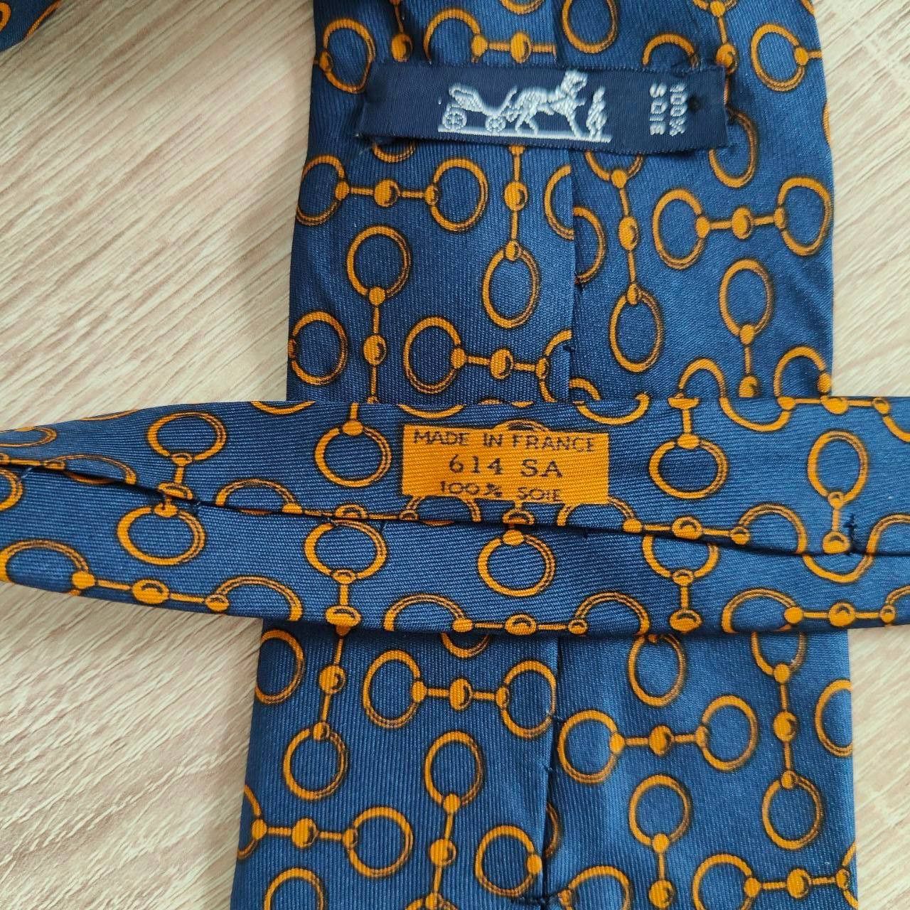 Hermes Hermes Paris Silk Tie 614 SA Chain Blue Vintage Size ONE SIZE - 5 Thumbnail