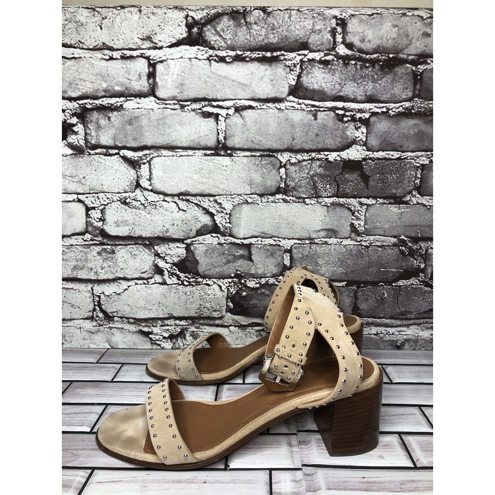 Givenchy Givenchy Beige Suede Leather Elegant Heel Studded Sandals Wo Size US 7.5 / IT 37.5 - 1 Thumbnail