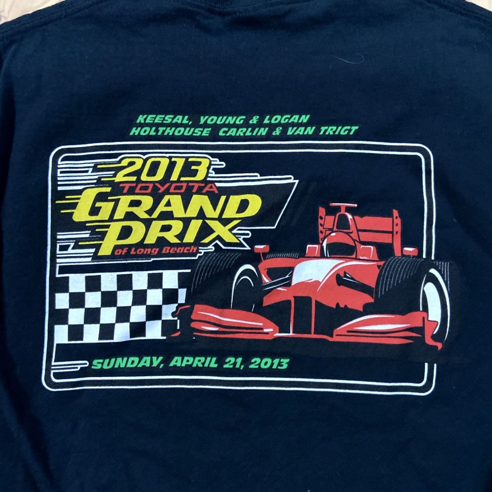 Gildan Toyota Grand Prix Long Beach 2013 Racing T Shirt Indy Cars Small Black T-Shirt Men Regular Short Sleeve Crew Neck Graphic Print Gildan Cotton Size US S / EU 44-46 / 1 - 7 Thumbnail