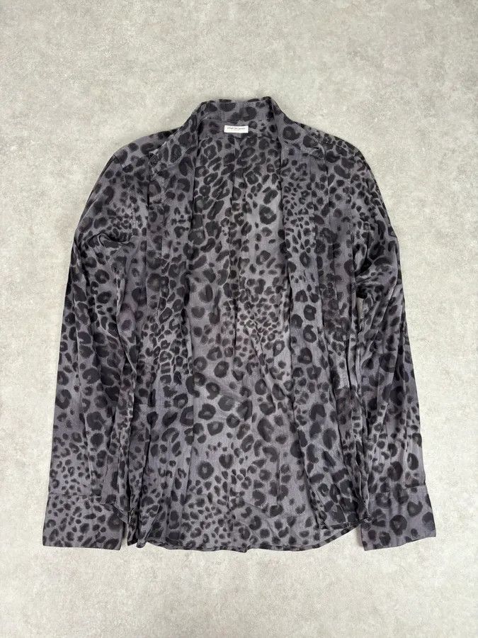 Dries Van Noten Dries Van Noten Grey & Black Leopard Print Shirt Size US S / EU 44-46 / 1 - 7 Thumbnail