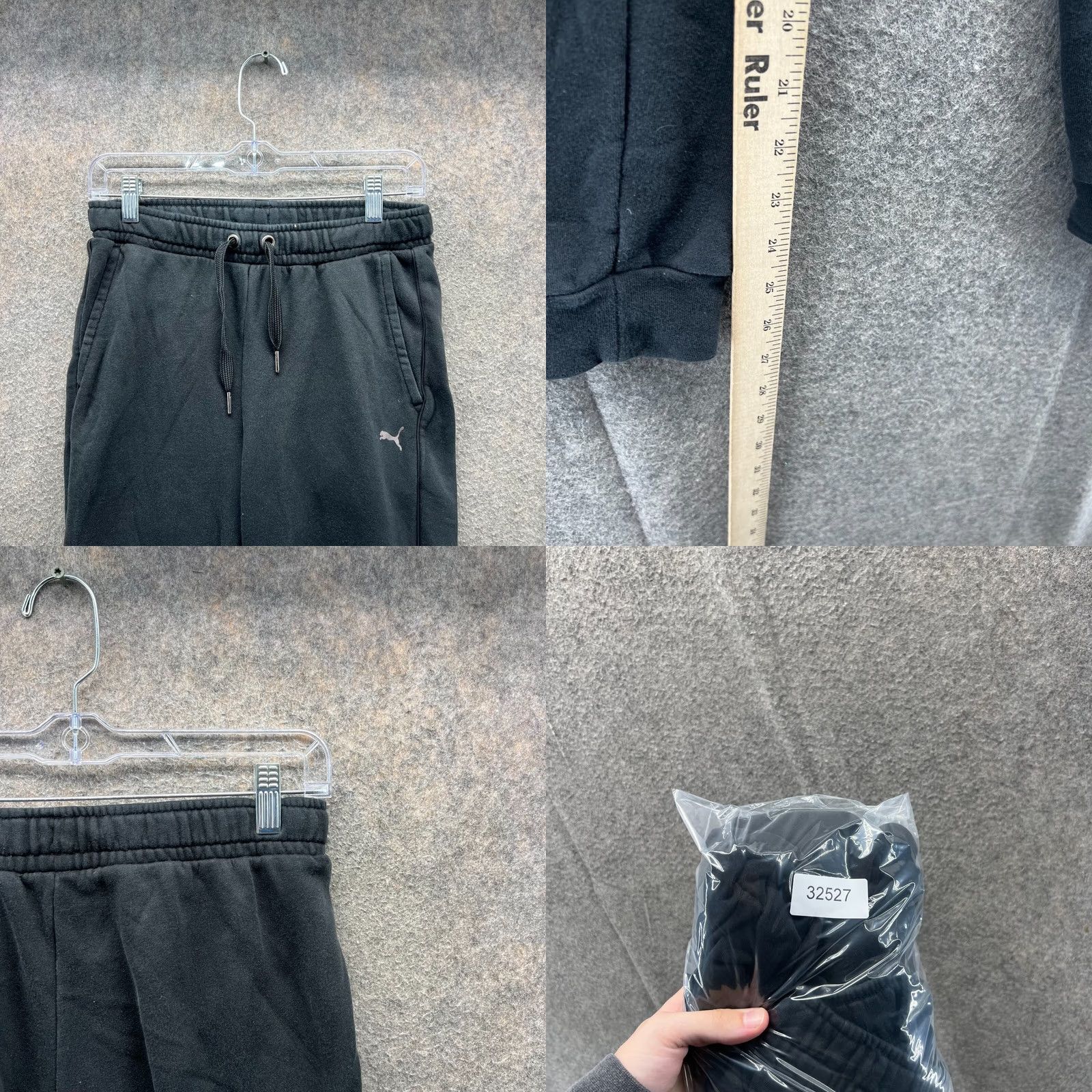 Puma PUMA Sweatpants Mens M Black Fleece Joggers Drawstring Logo Athletic Sportswear Tight Cuffed Pockets Regular Inseam 26 Size US 31 - 8 Thumbnail