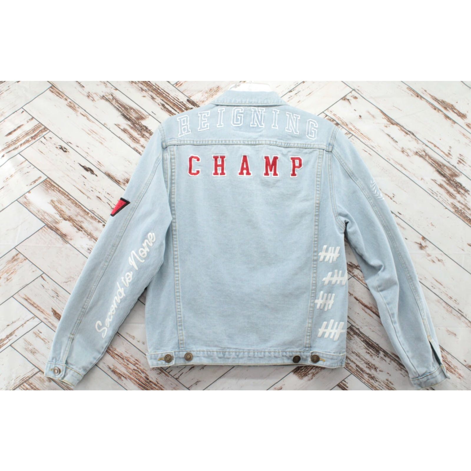 Vintage VINTAGE Rue 21 Y2K Jacket Mens Small Blue Denim GOAT Embroidered Letter Gorpcore Hip Hop Jacket Size US S / EU 44-46 / 1 - 3 Thumbnail