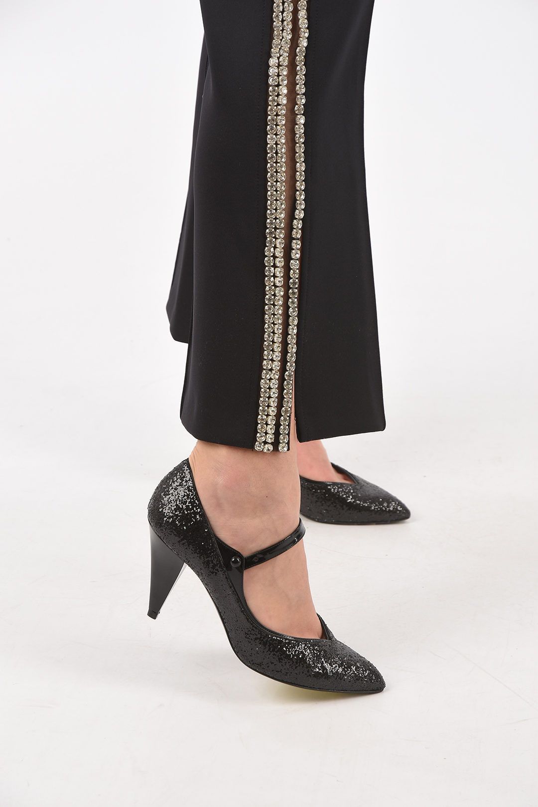 Philipp Plein og1mm0824 Elastic Waistband Crystal Pants in Black Size 30" / US 8 / IT 44 - 4 Thumbnail