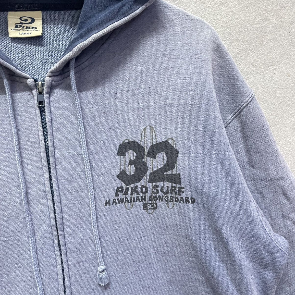 Vintage Vintage Piko Surf Hawaiian Longboard Zip Hoodie Washed Blue Size US L / EU 52-54 / 3 - 5 Thumbnail