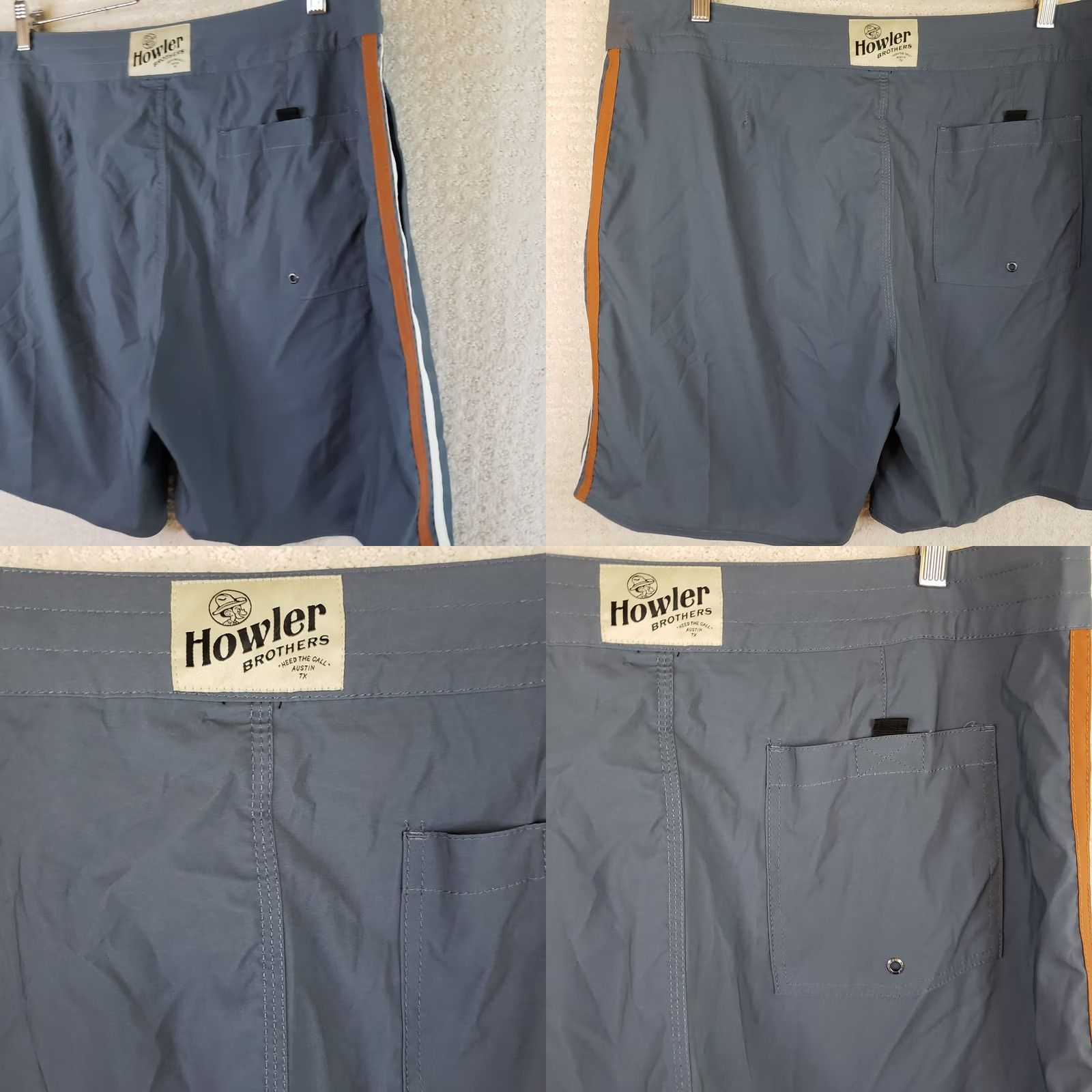 Howler Brothers Howler Bros Bruja 8" Board Shorts Men's Size 40 Dark Gray Side Stripes Pockets Drawstring Beach Outdoor Lake Life Surfing Watersports Mens Size US 40 / EU 56 - 8 Thumbnail