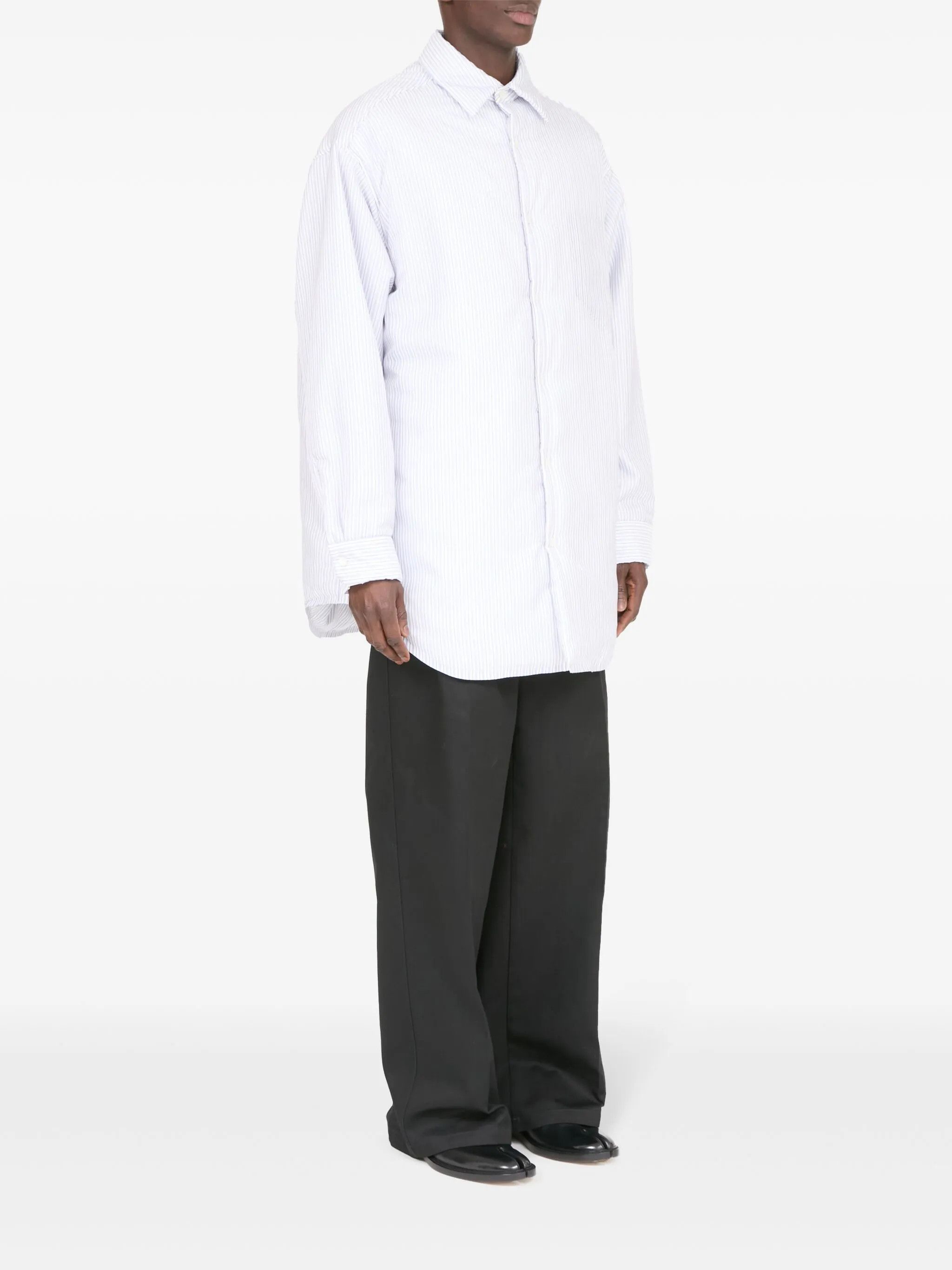 Maison Margiela oc11z0925 Stripe Print Poplin Shirt in White Size US XL / EU 56 / 4 - 3 Thumbnail
