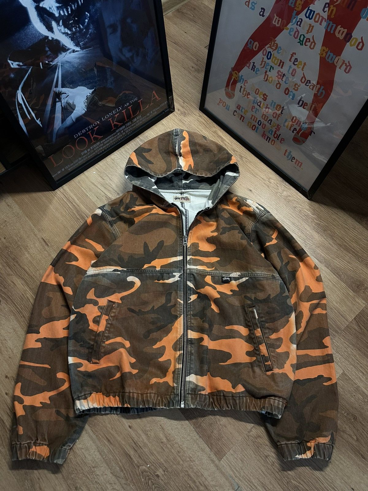 Stussy SS23 Spray dye hooded work jacket | Grailed