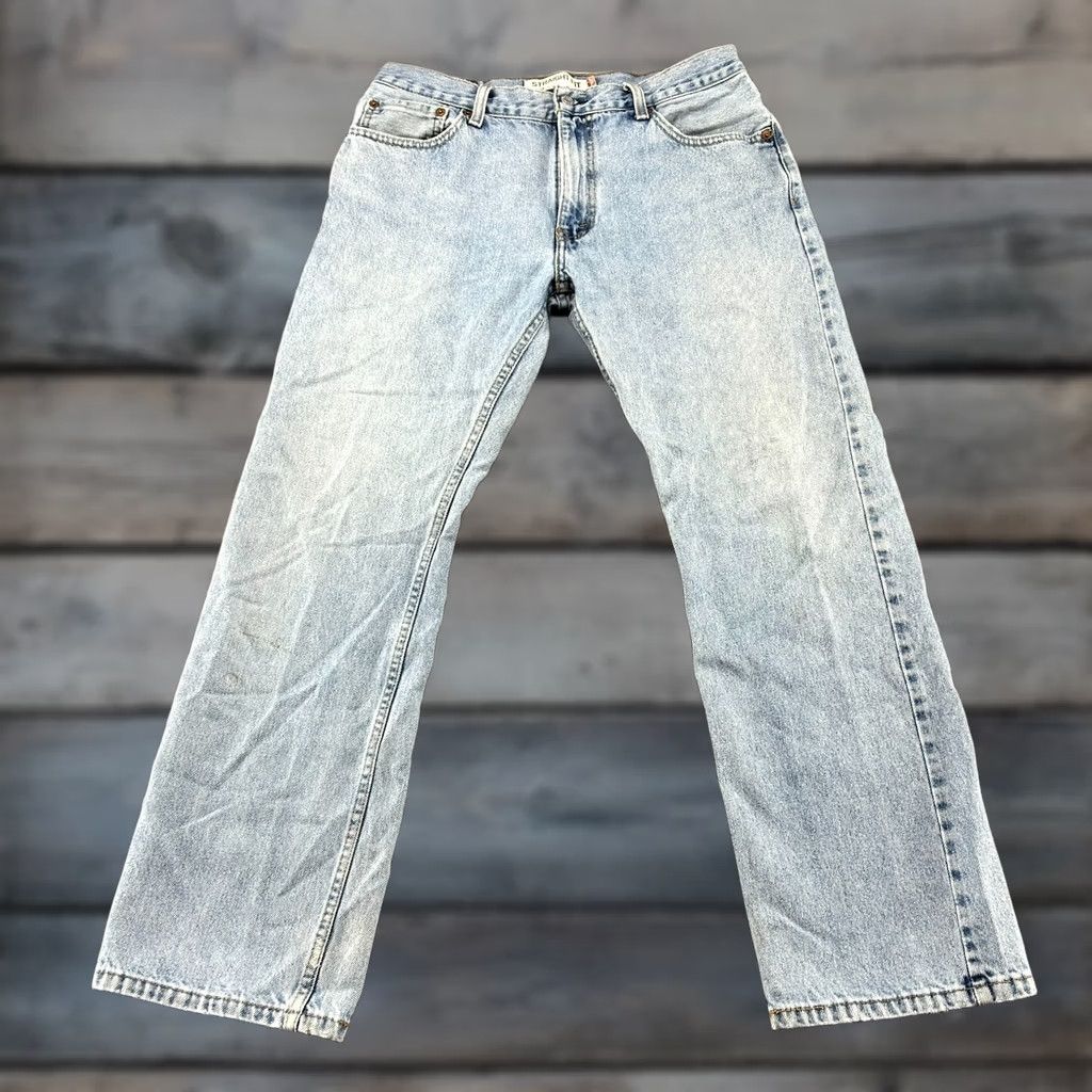 Levi's Levi's 505 Jeans Regular Fit Straight Leg Light Wash Distressed 33x30 Men Blue Denim N/A Size US 33 - 1 Thumbnail