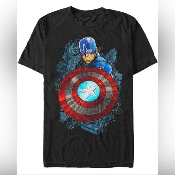 Marvel Comics New Men's Marvel Captain America Swirl Pattern T-Shirt Sz Ex Size US XL / EU 56 / 4 - 1 Thumbnail