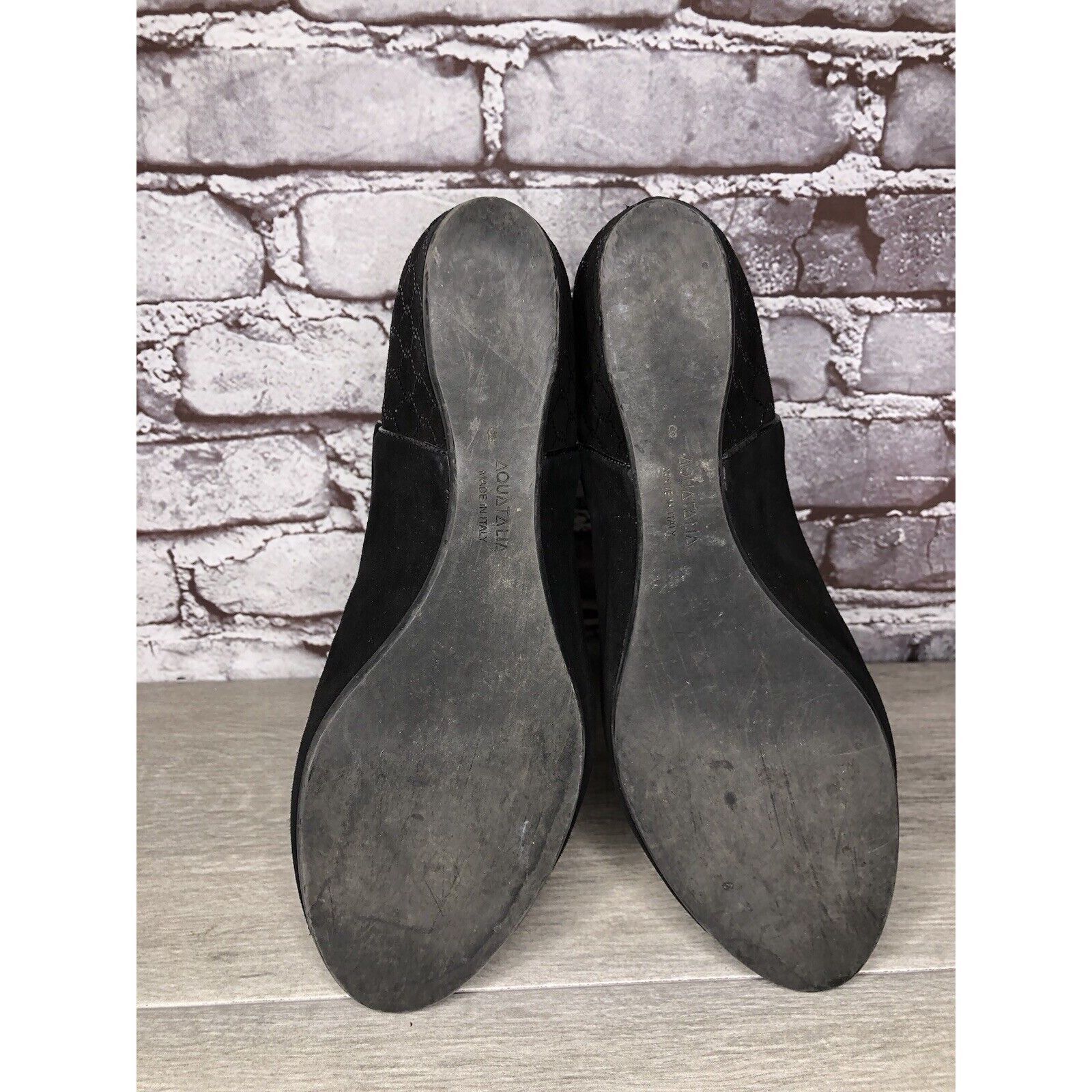 Aquatalia Aquatalia Black Suede Leather Wedge Back Zipper Booties Wome Size US 8 / IT 38 - 6 Thumbnail