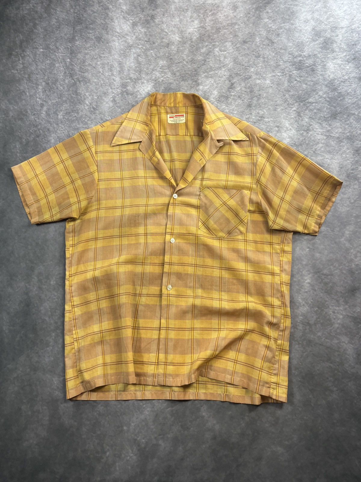 Van Heusen 1950s Van Heusen True Vintage Loop Collar Plaid Shortsleeve Size US S / EU 44-46 / 1 - 1 Thumbnail