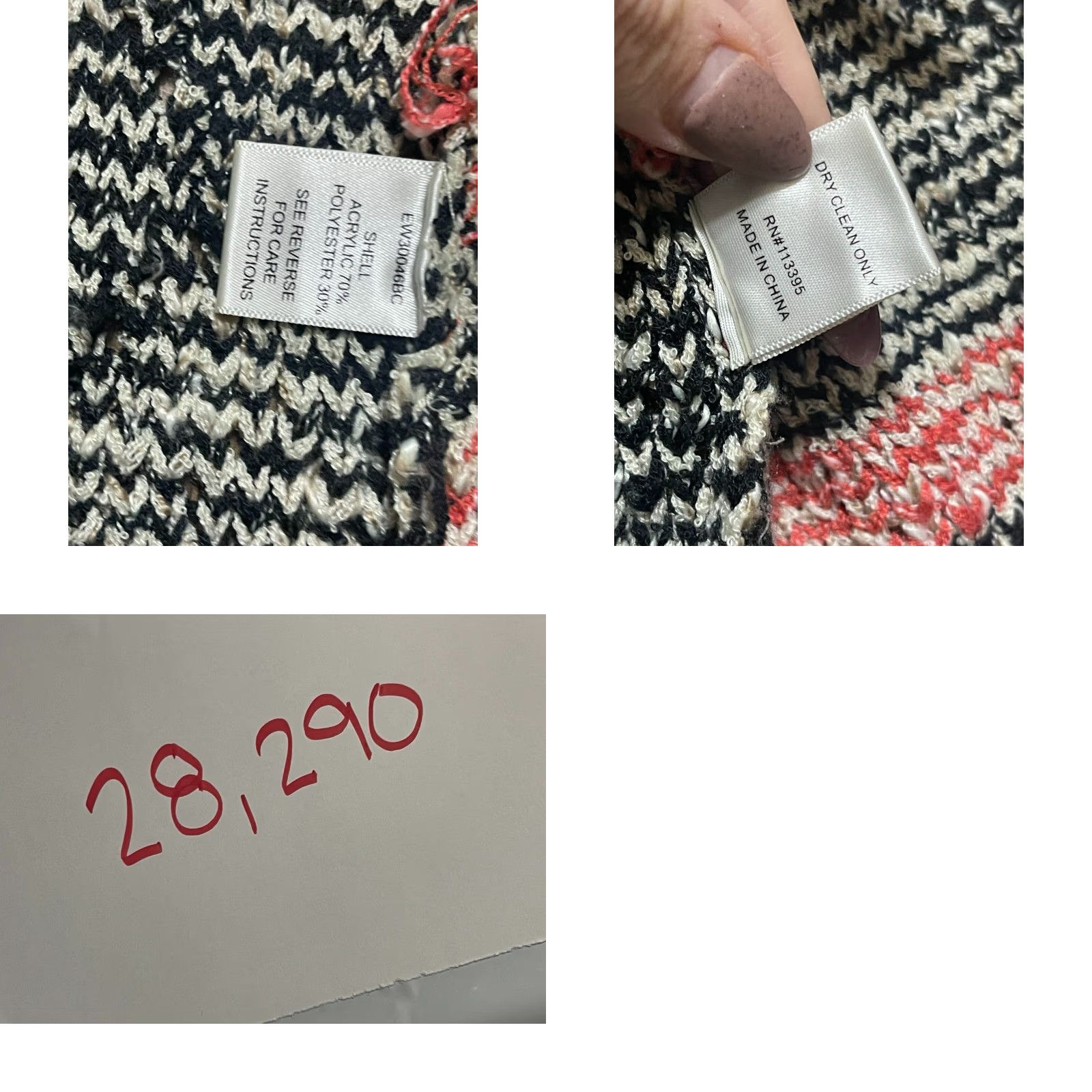 Vintage En Creme Sweater Women's Size Medium Pink Black White Open Cardigan Knit Size M / US 6-8 / IT 42-44 - 8 Thumbnail