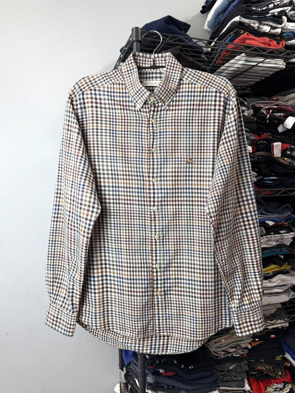 Etro Etro Checkered Shirt Buttons Up Italy Designer Size US M / EU 48-50 / 2 - 1 Thumbnail