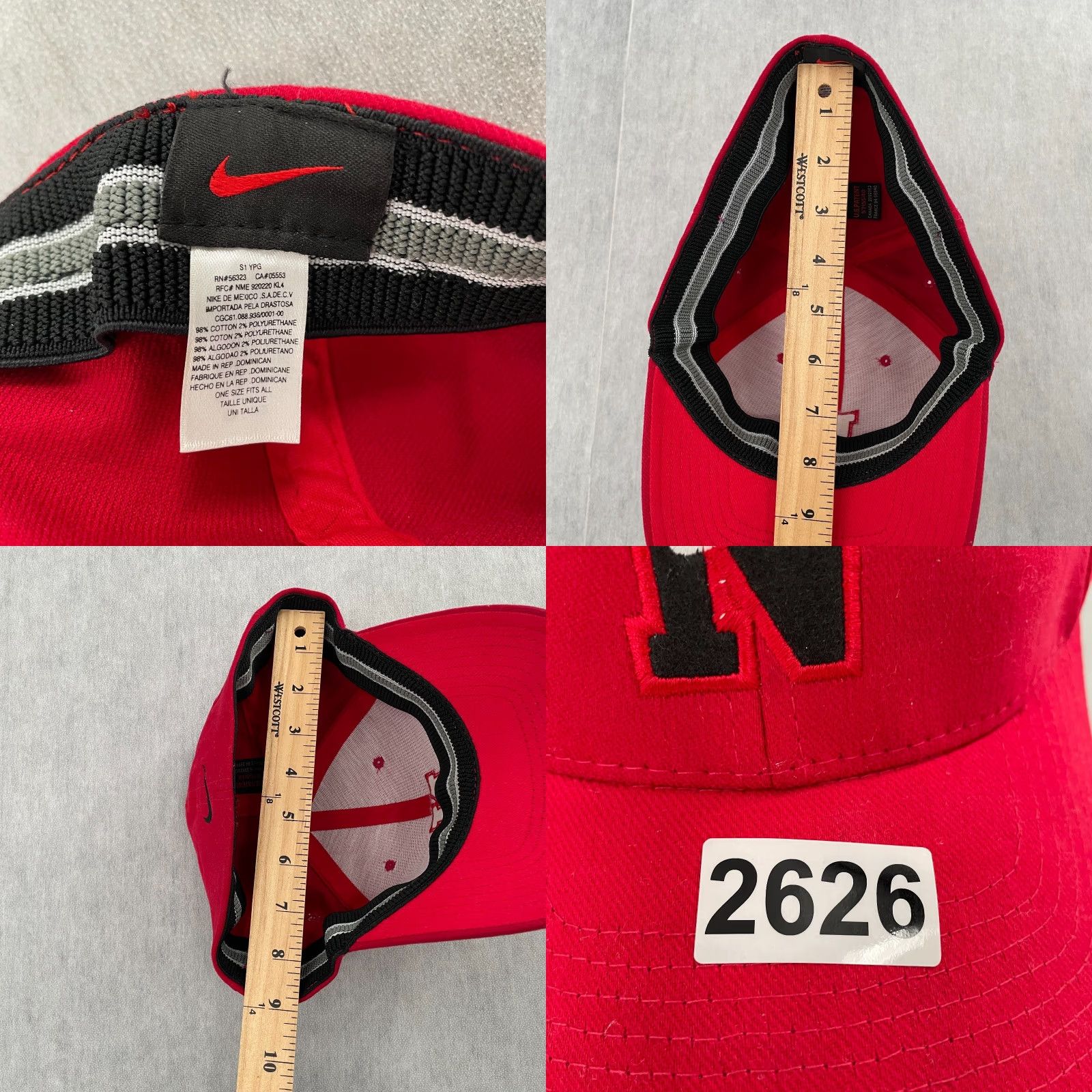 Nike VINTAGE Nike Hat Cap Adult OSFA Red Mini Swoosh Check Logo Mens Baseball Cap Shirt? Size ONE SIZE - 8 Thumbnail