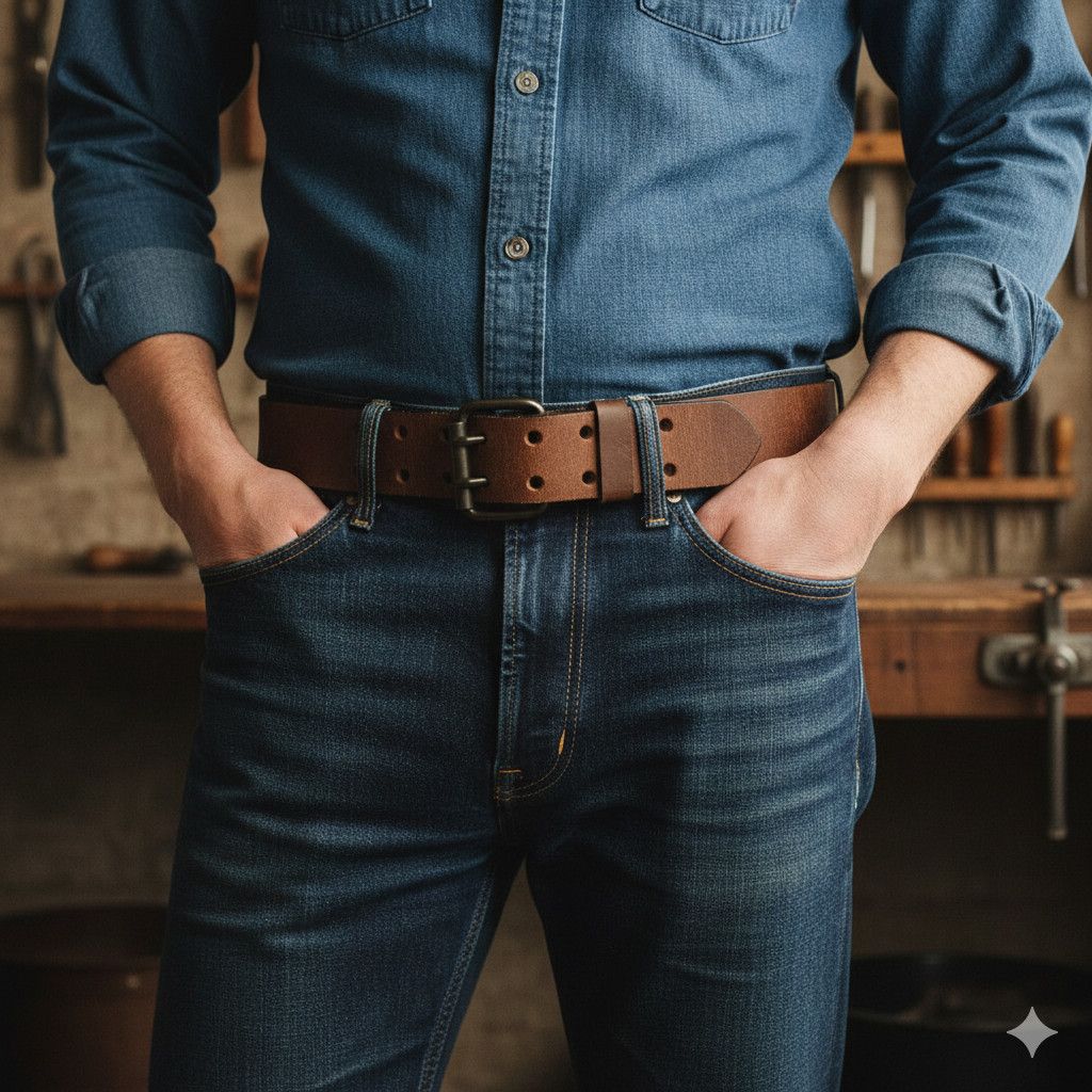 Other Belt 38-40" Heavyweight Steerhide Leather Bulky Strong Brass Size 40 - 5 Thumbnail