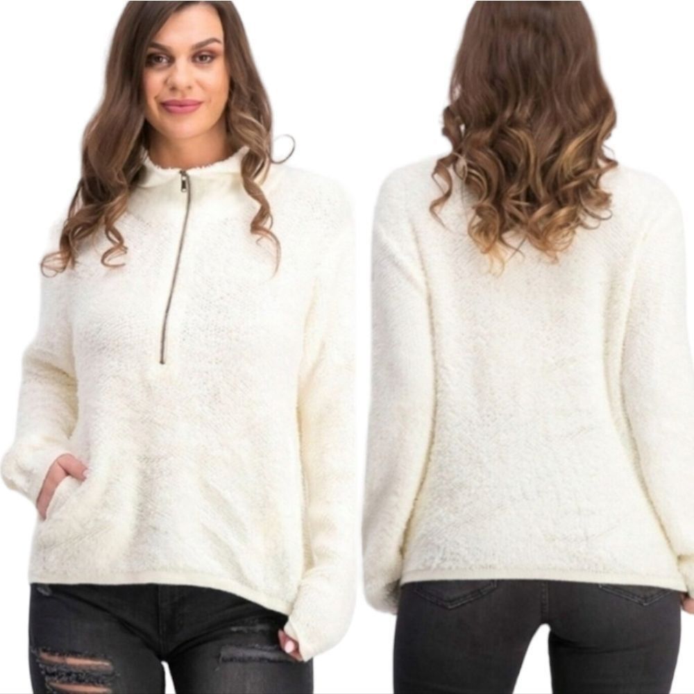 Other Teeberry & Weave Golly Sherpa Fur Quarter Zip Pullover Off W Size 3XL / US 20-22 - 2 Thumbnail