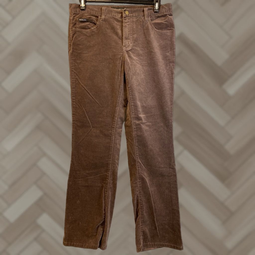 Calvin Klein Calvin Klein Women Pants 10 Brown Corduroy Bootcut Flat Front Stretch 93-39 Size 32" / US 10 / IT 46 - 1 Thumbnail