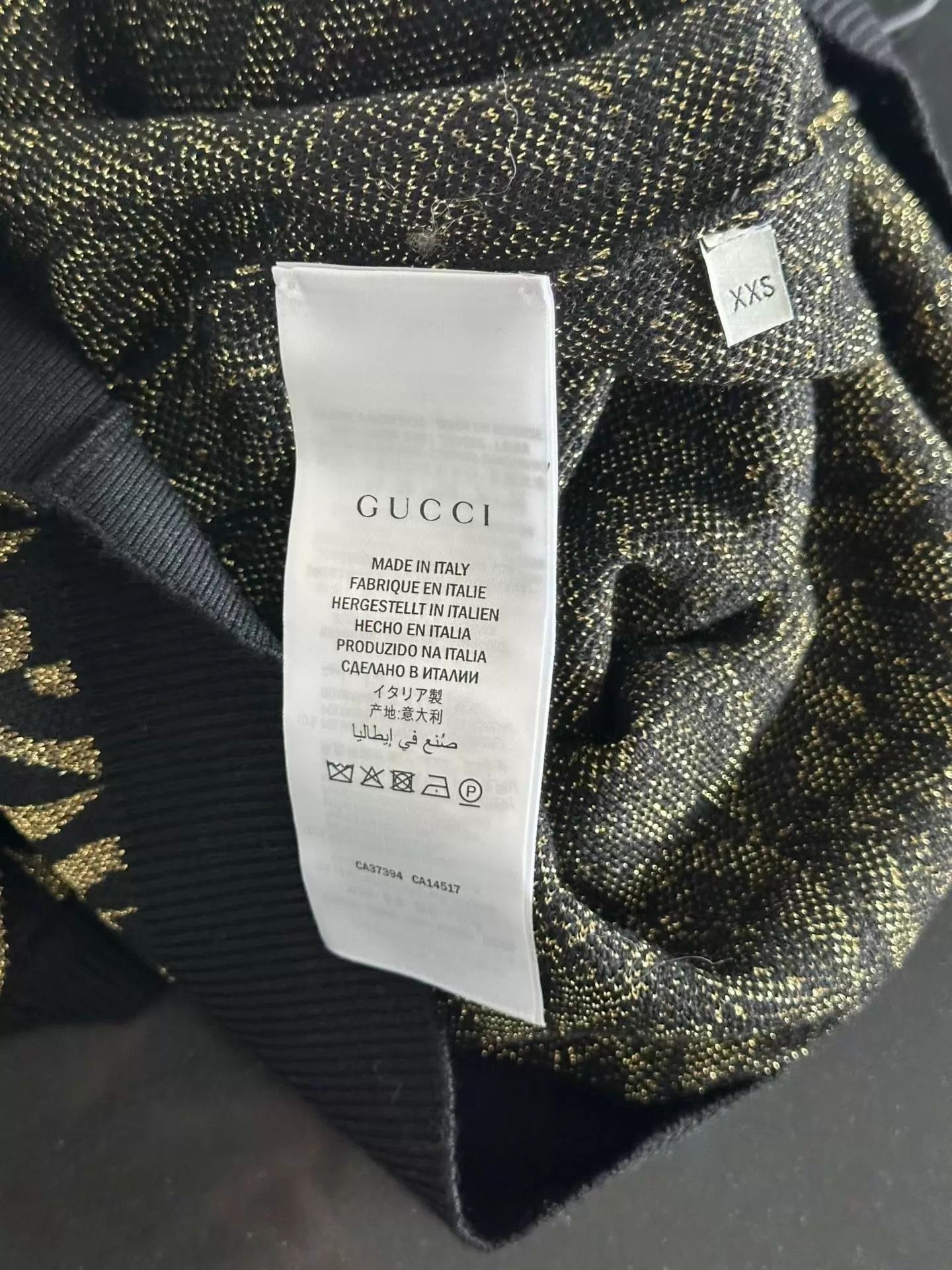 Gucci Gucci Black Gold Allover Print Knit Short Sleeve XS Size XXS / US 00 / IT 34 - 3 Thumbnail