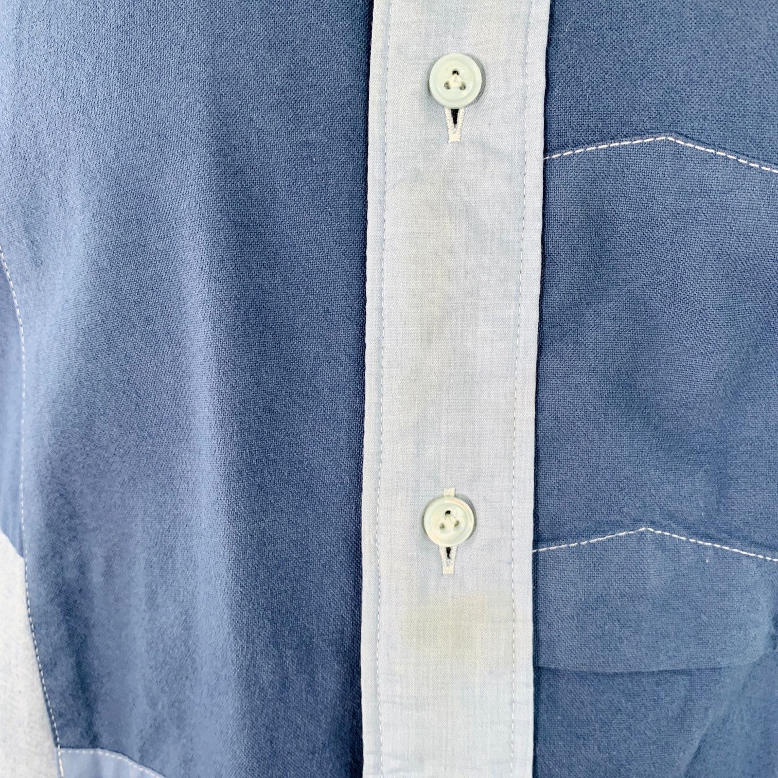 Needles Blue Light Blue Patchwork Deconstructed Cotton Long Sleeve Size US L / EU 52-54 / 3 - 8 Thumbnail
