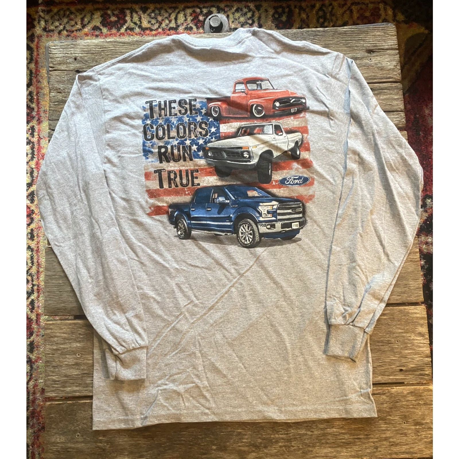 Gildan New Mens Medium Gray Long Sleeve Ford Truck Shirt M Size US M / EU 48-50 / 2 - 2 Thumbnail