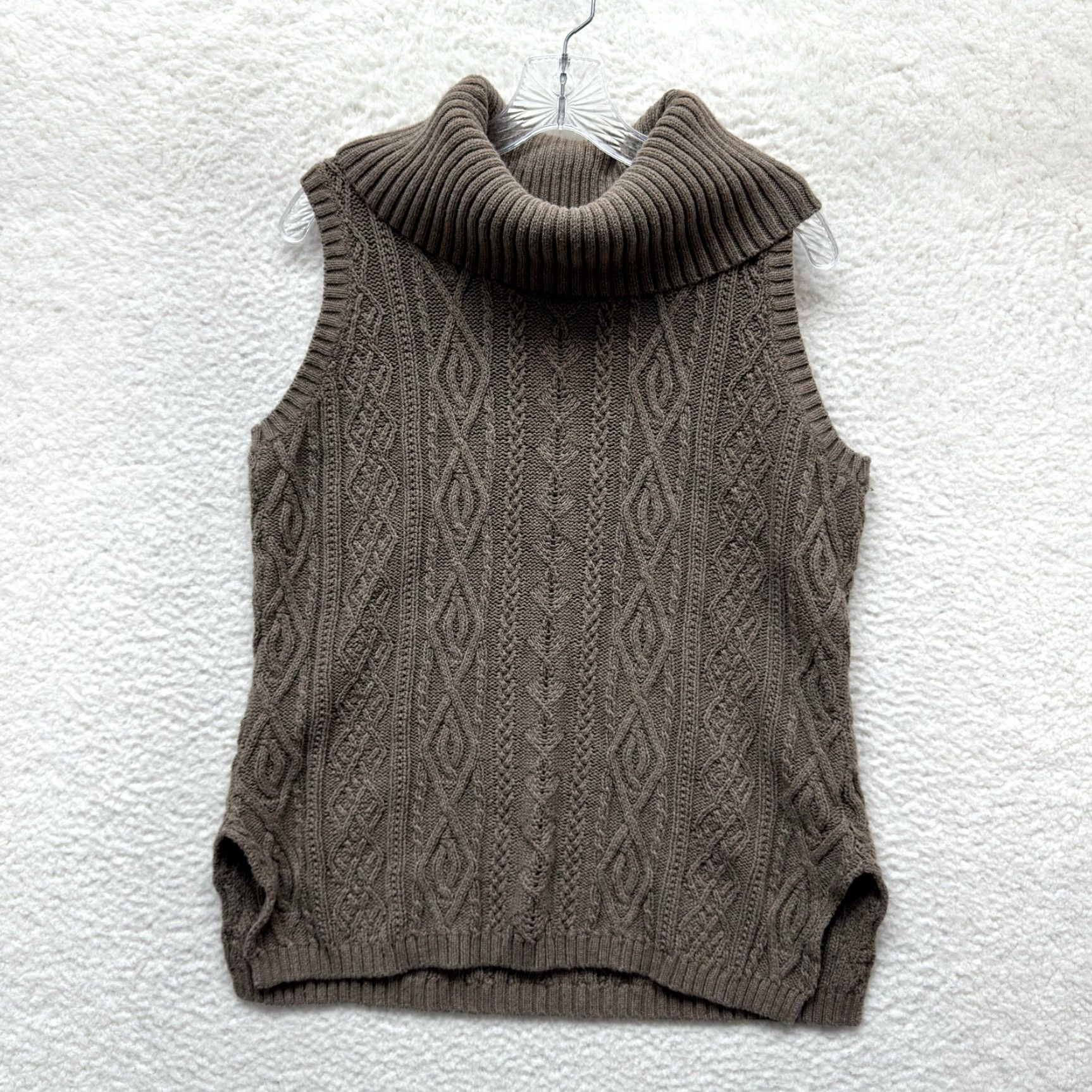 Vintage Y2K Vintage Turtleneck Vest Sweater Top L Cable Knit Chunky Fairy Grunge Hoodie? Size L / US 10 / IT 46 - 2 Thumbnail