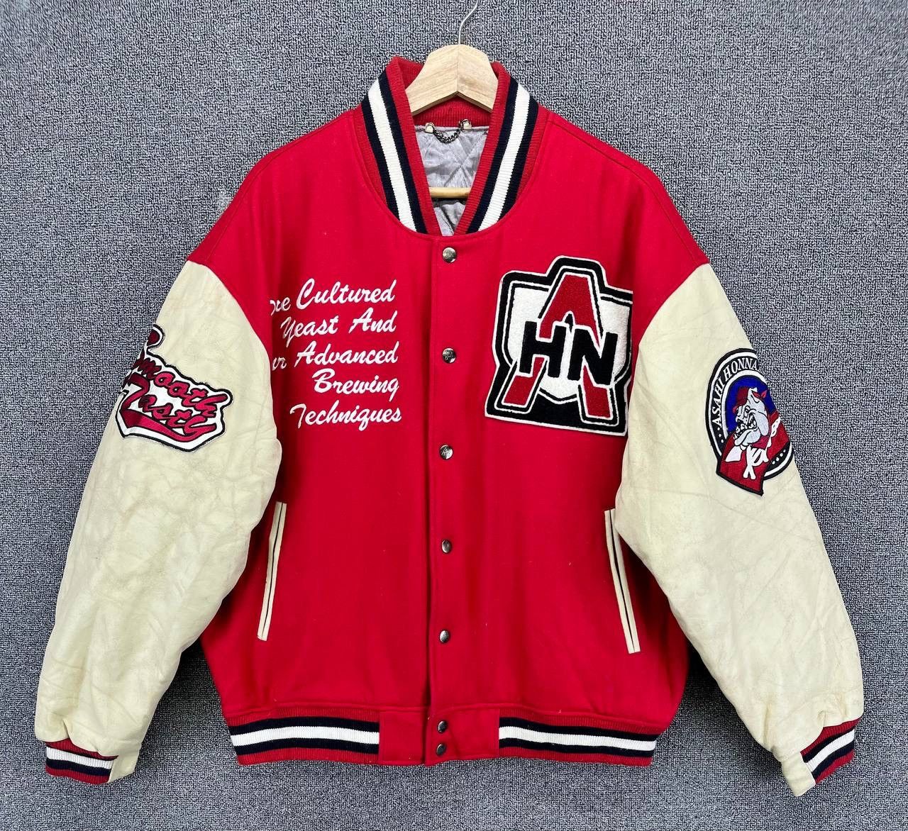 Japanese Brand Vintage Asahi Honnama Rare Wool Varsity Leather Jacket Size US M / EU 48-50 / 2 - 2 Thumbnail