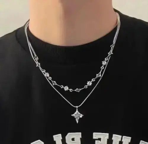 Other Unisex Korean fashion star pendant double layer rhinestone Size ONE SIZE - 4 Thumbnail