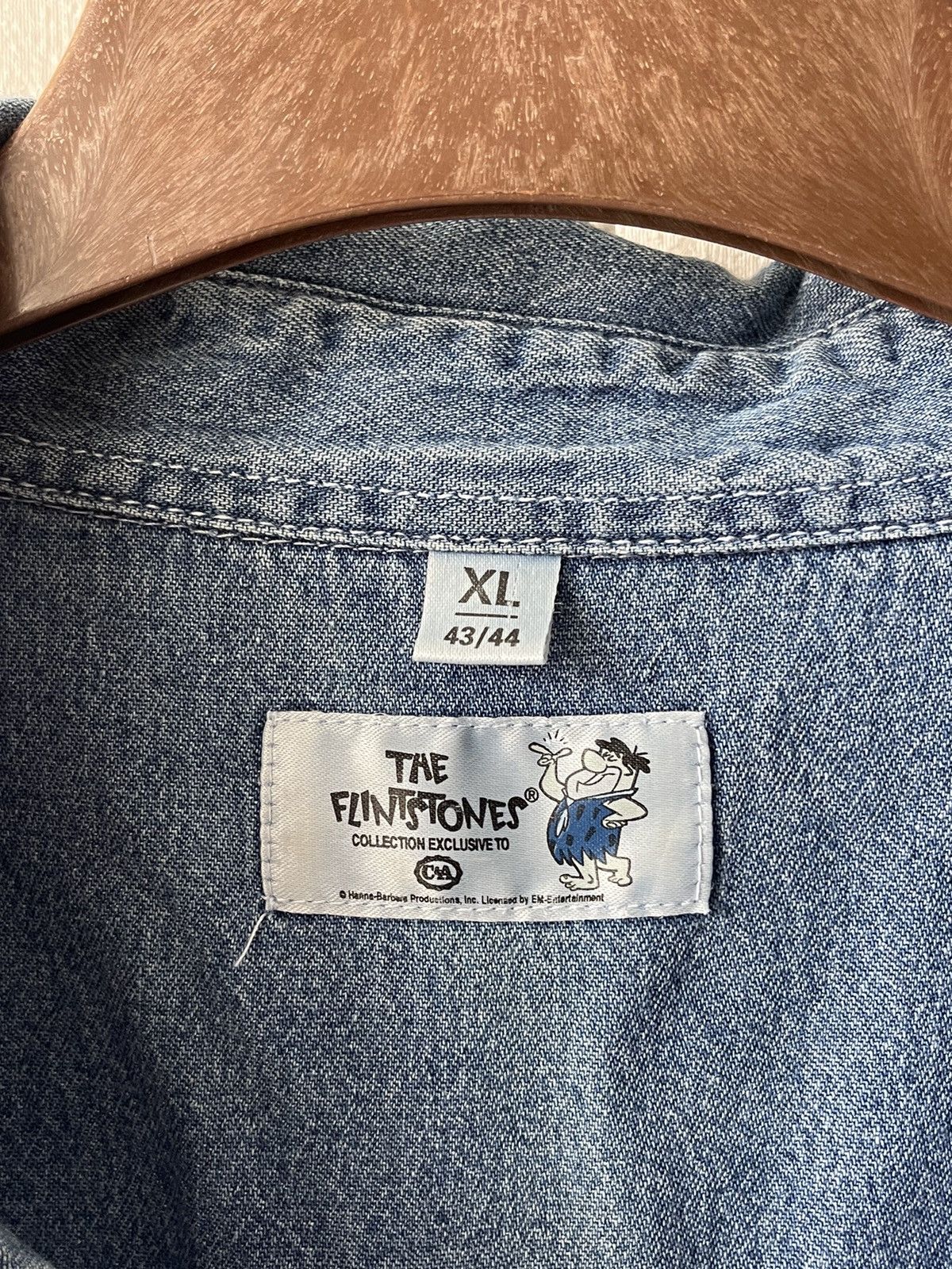 Warner Bros 90s Vintage Flintstones Embroidery Button Up Denim Shirt Size US XL / EU 56 / 4 - 8 Thumbnail