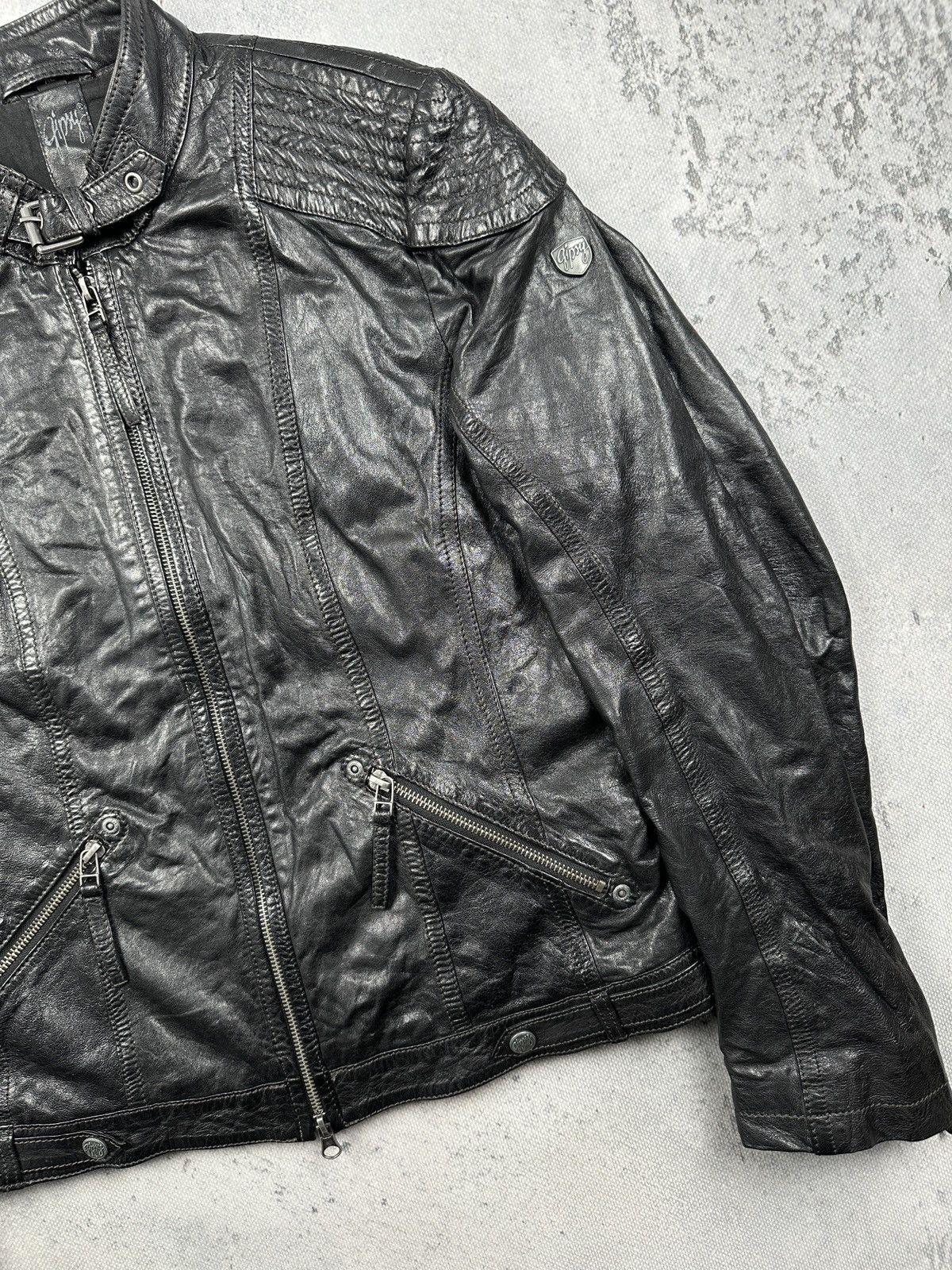 Leather Gipsy Archive Y2K Black Leather Moto Biker Jacket Womens 90s Size M / US 6-8 / IT 42-44 - 5 Thumbnail
