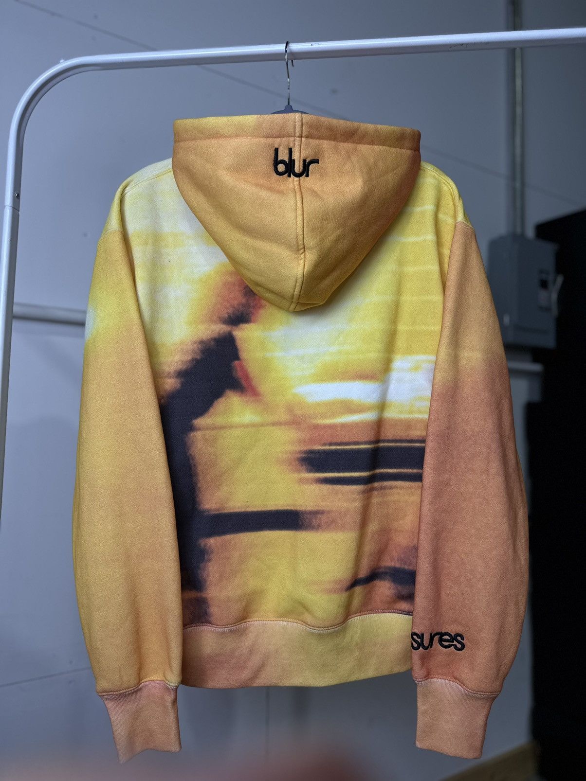 Pleasures orange blur hoodie