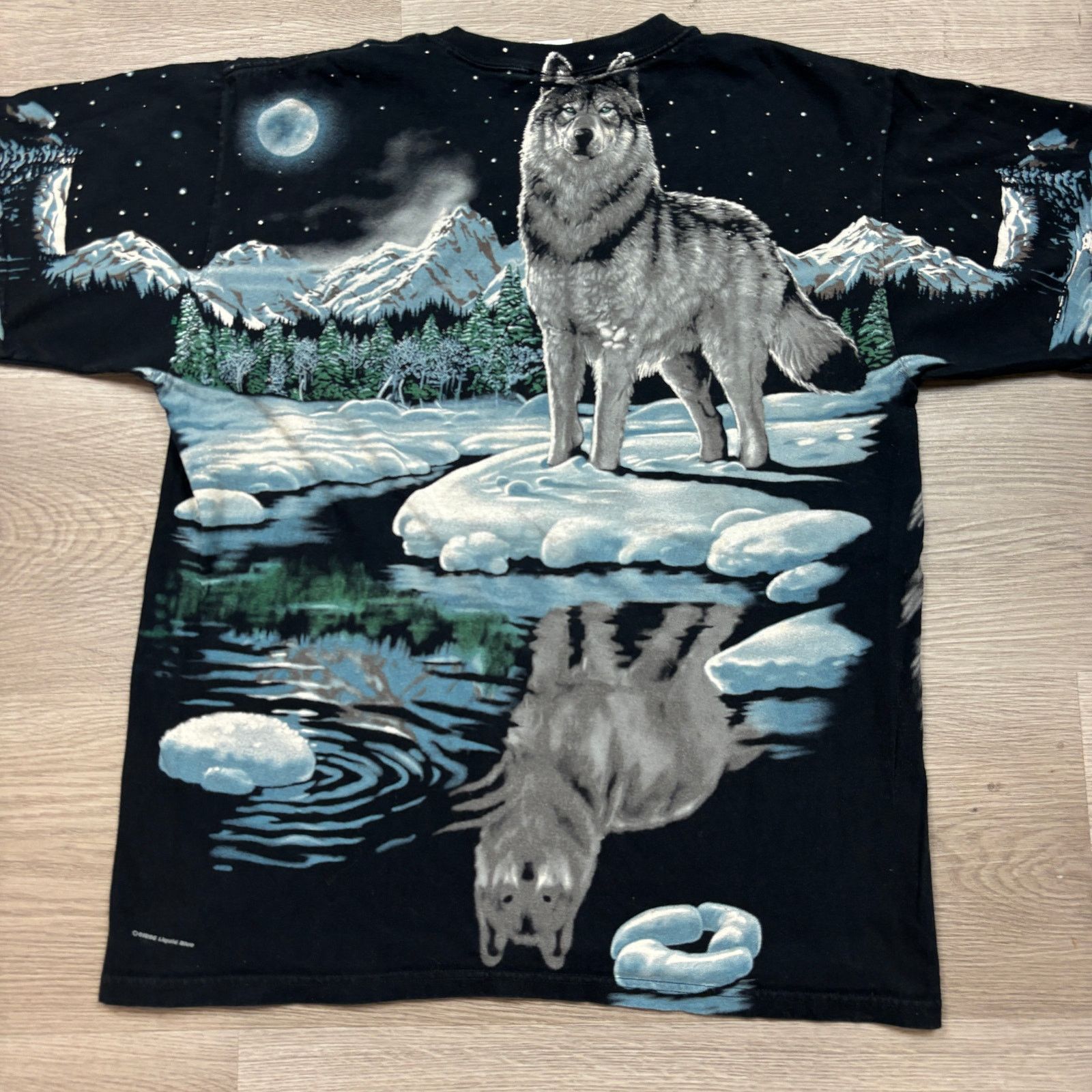 Liquid Blue × Vintage VTG 90s Liquid Blue Wolf AOP 1995 Shirt Men's Large Y2K Size US L / EU 52-54 / 3 - 5 Thumbnail