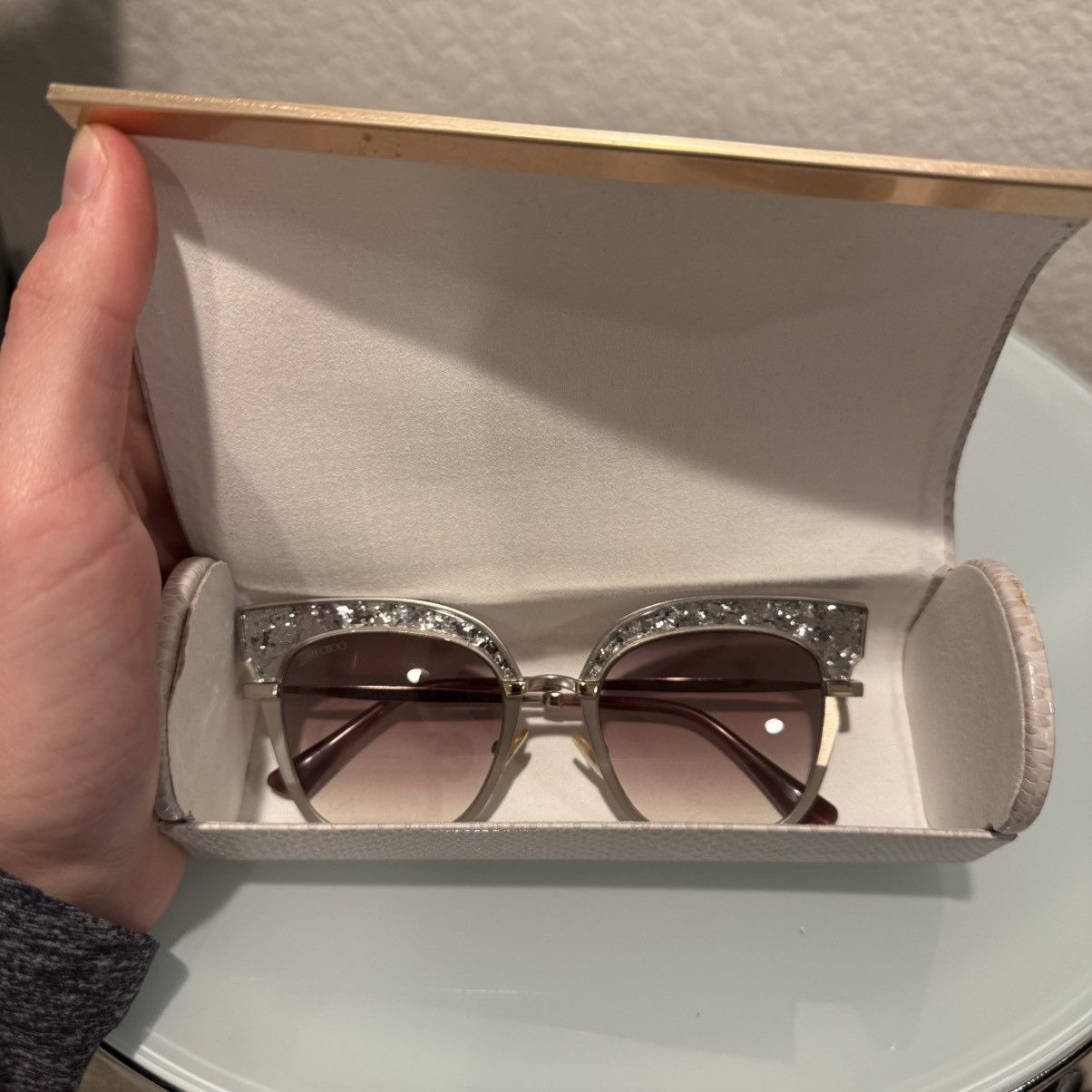 Jimmy Choo JIMMY CHOO ROSY Gunmetal / Pink Glitter Butterfly Sunglasses Size ONE SIZE - 14 Thumbnail