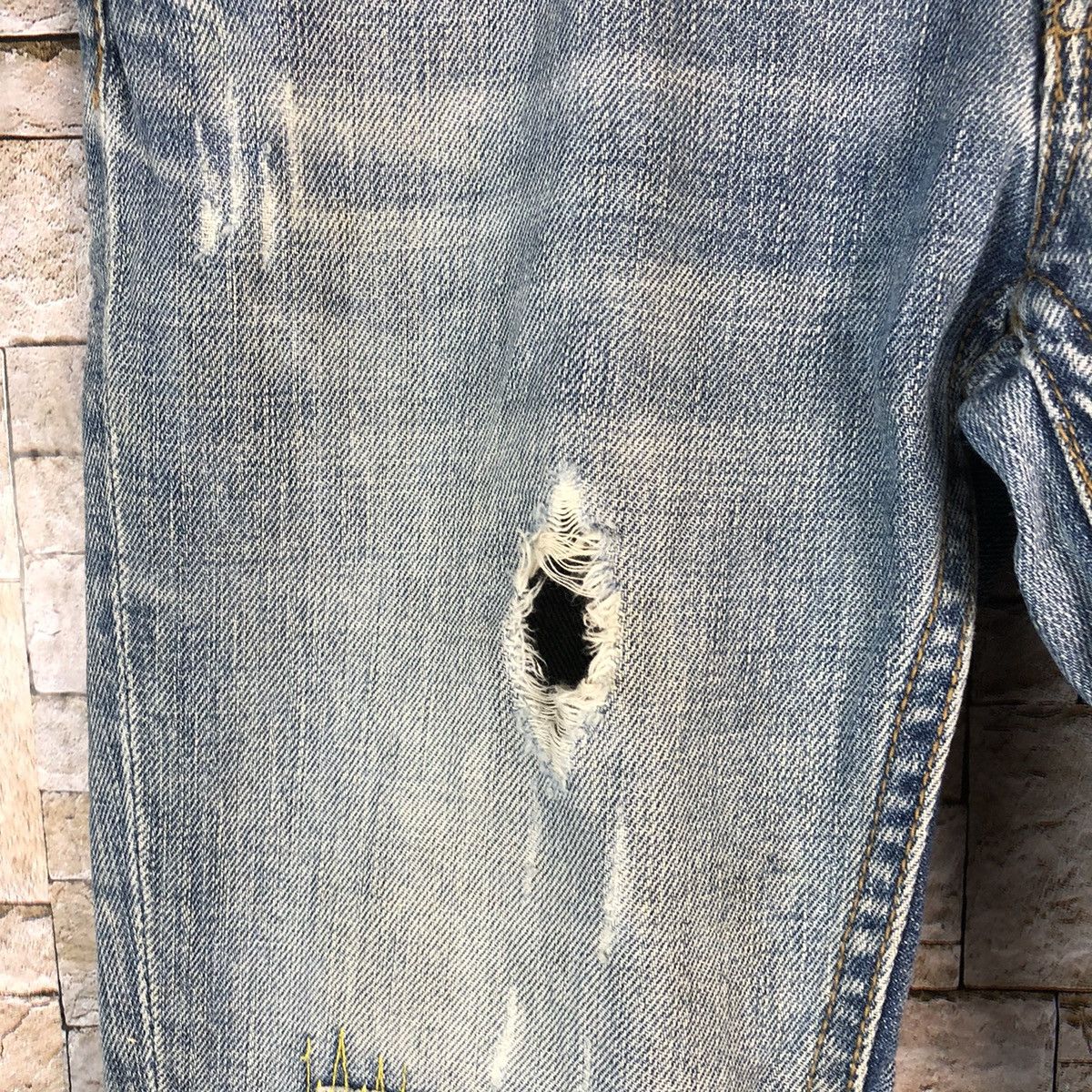 Japanese Brand A:R Blue Distressed ripped patchwork Denim Pants #A957 Size US 28 / EU 44 - 12 Thumbnail