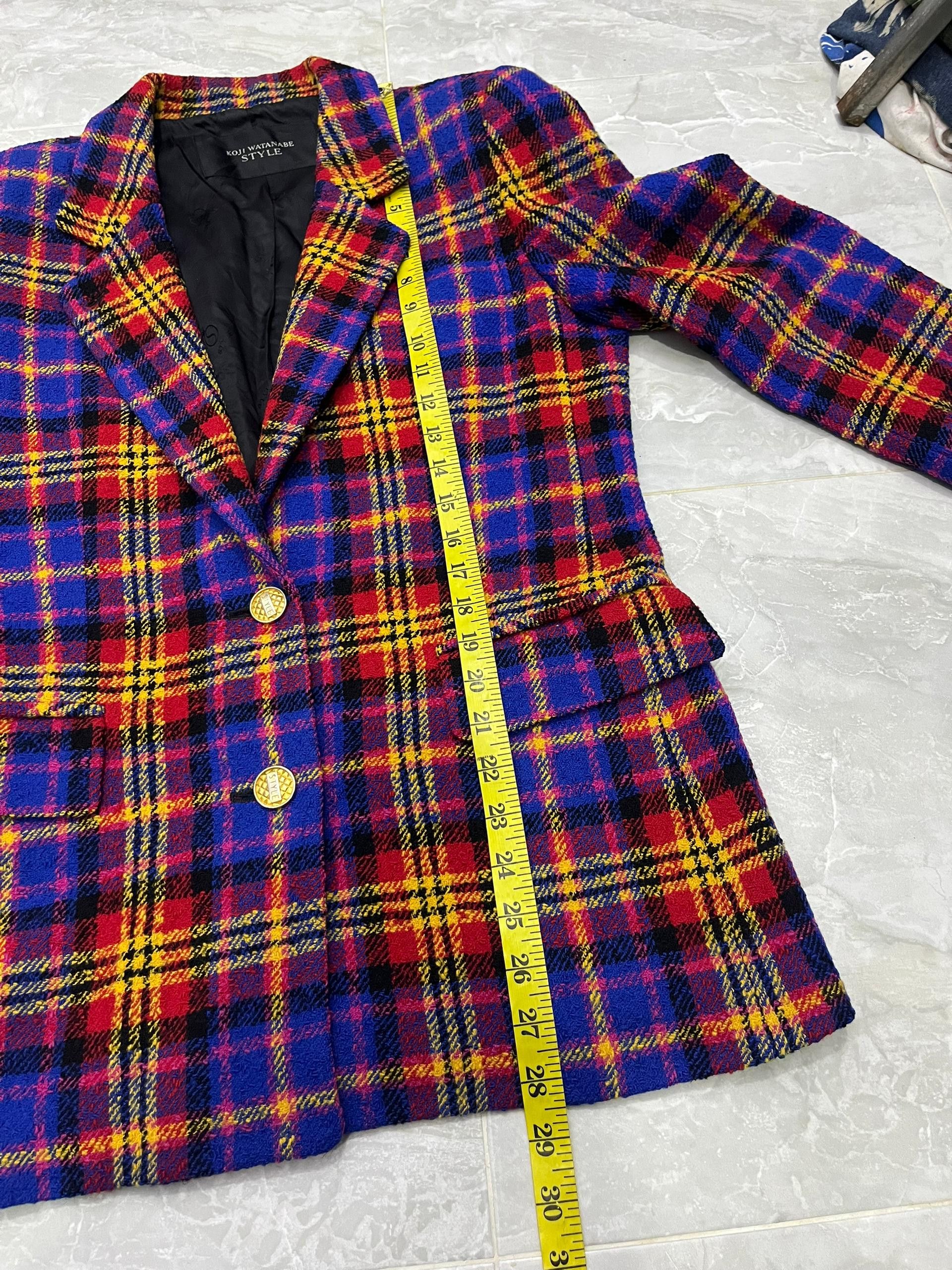 Japanese Brand Koji Watanabe Wool Tartan Blazer CDG Yohji Vibe Size US XS / EU 42 / 0 - 16 Thumbnail
