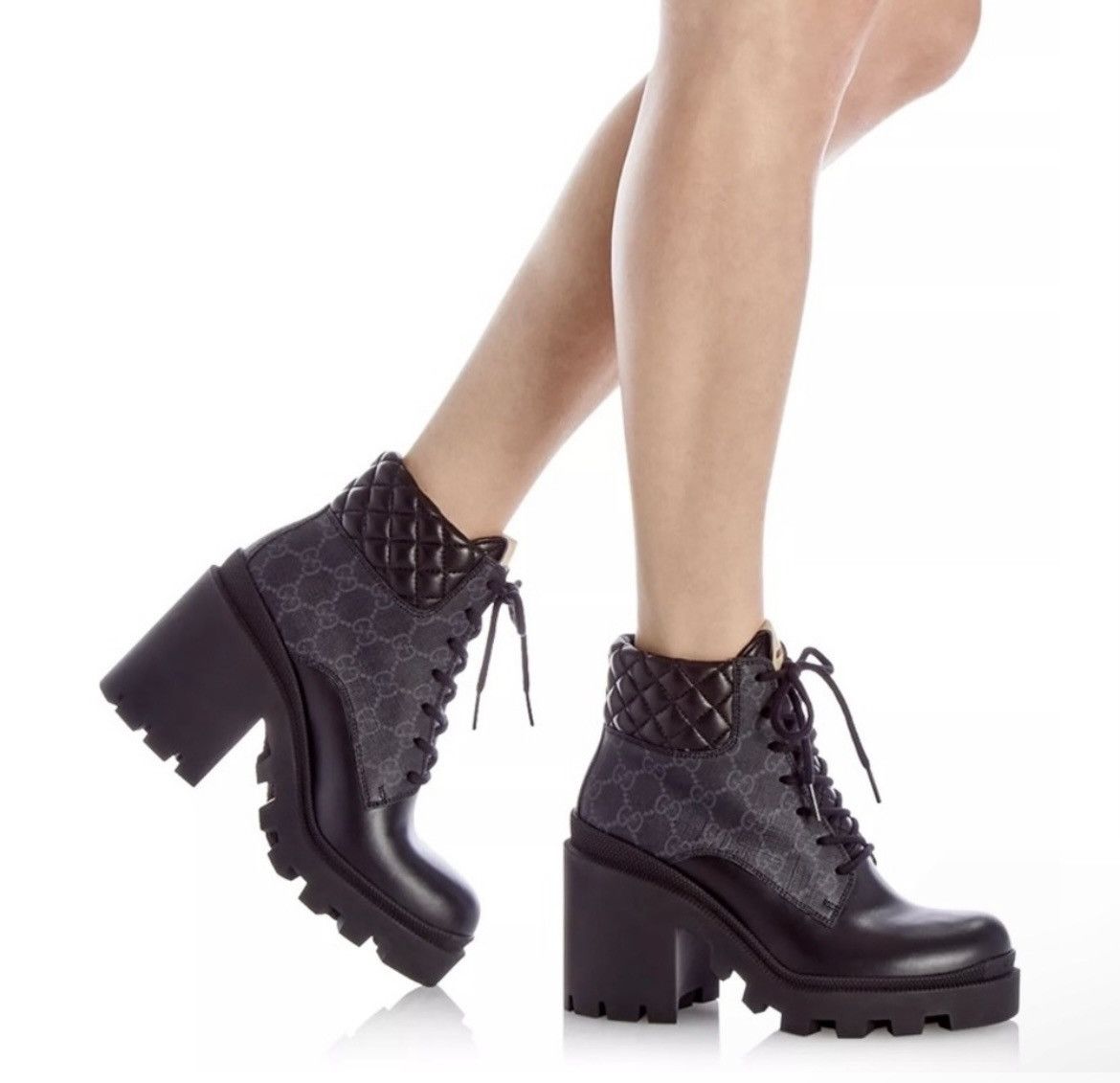 Gucci Gucci Women's GG Platform High Block Heel Ankle Boots Size US 5 / IT 35 - 2 Thumbnail