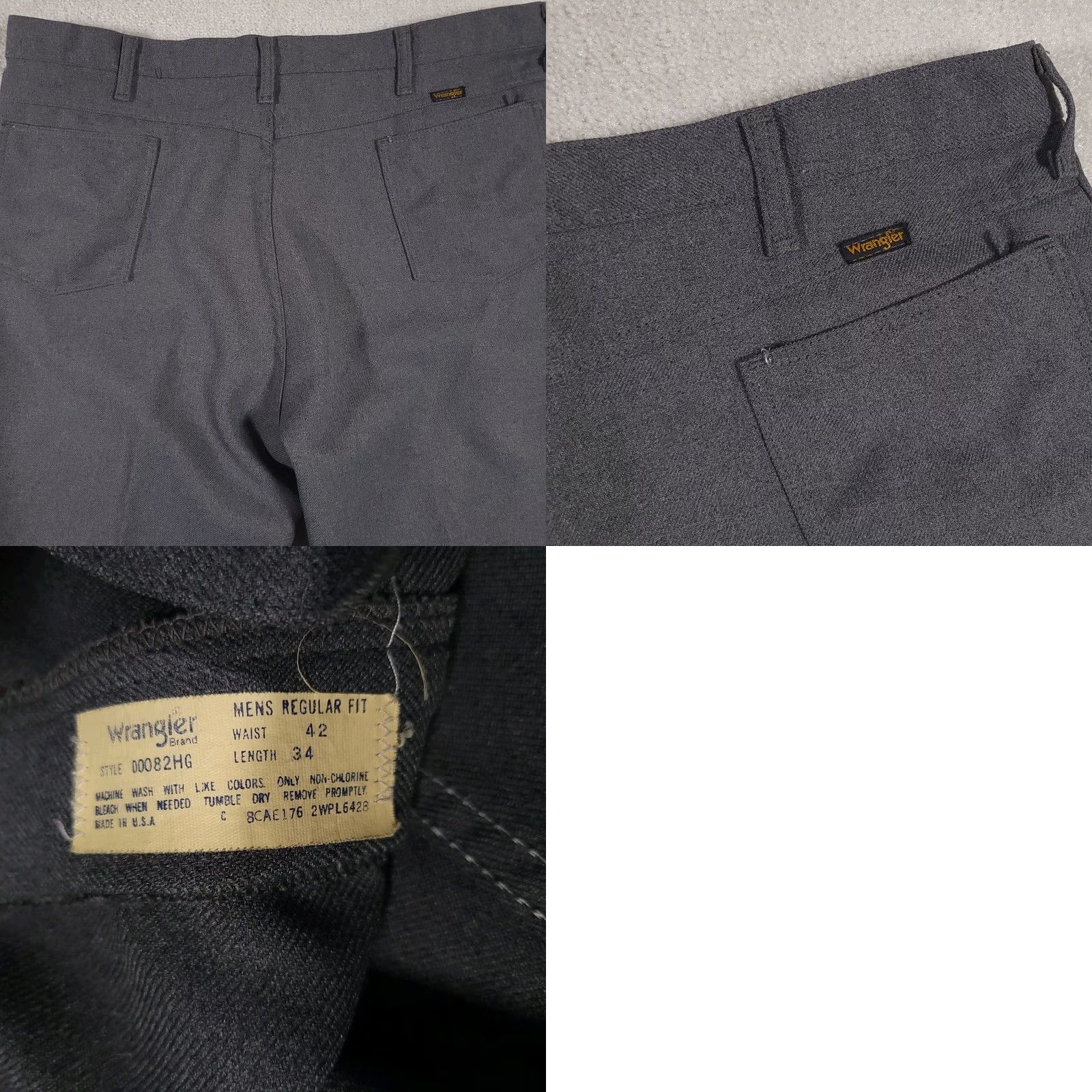 Wrangler VINTAGE Wrangler Pants Dress Slacks Mens 42X34 Gray USA Made Straight Denim? Polyester Dress Pants 40X33 80s USA Cowboy Men Size US 42 / EU 58 - 9 Thumbnail