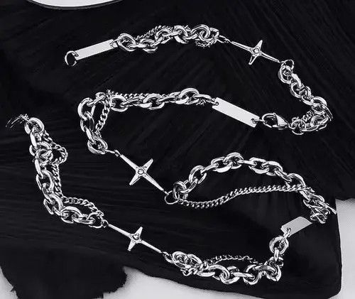 Jewelry Fashion punk titanium steel cross layered bracelet chain Size ONE SIZE - 3 Thumbnail